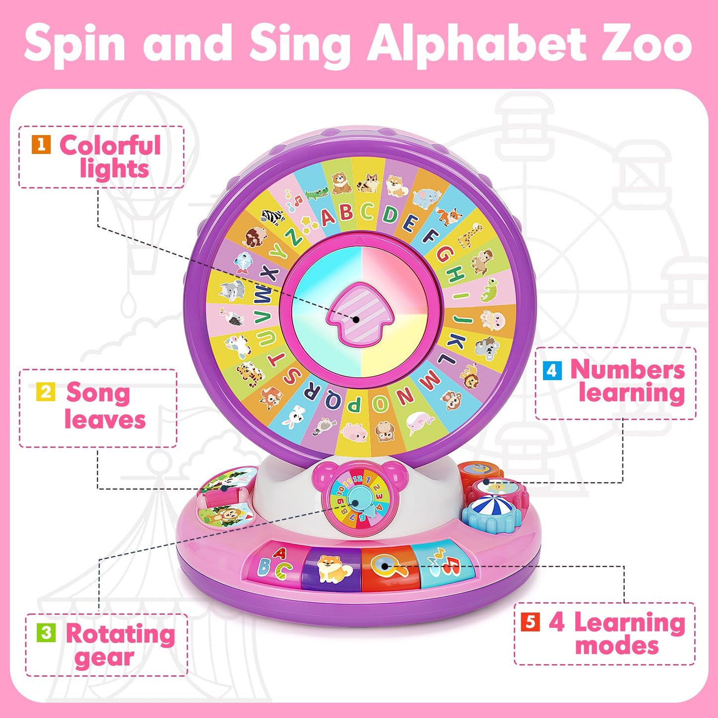 Duchong Learning Toy – Spin & Sing Alphabet Animals for 12-18 Months