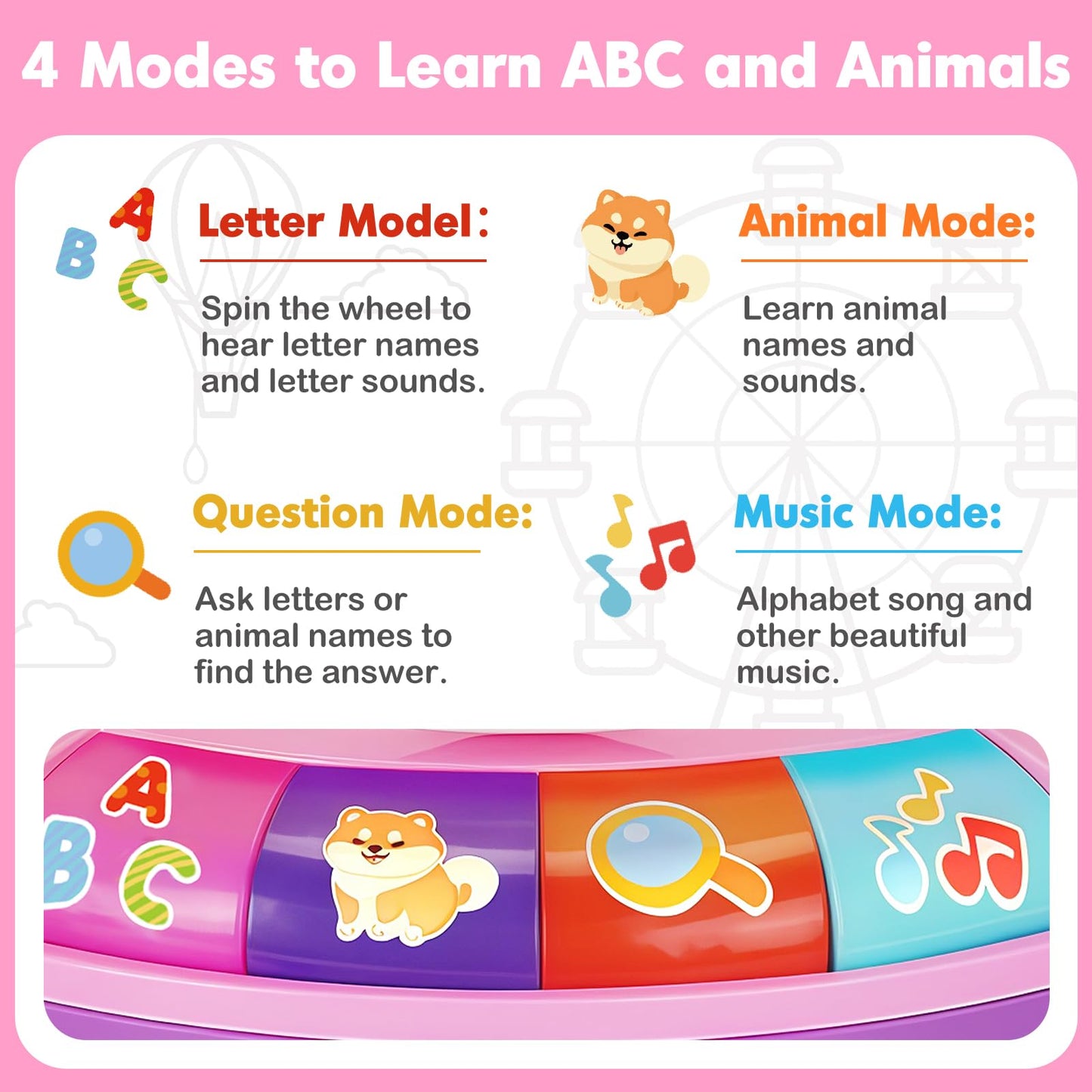 Duchong Learning Toy – Spin & Sing Alphabet Animals for 12-18 Months