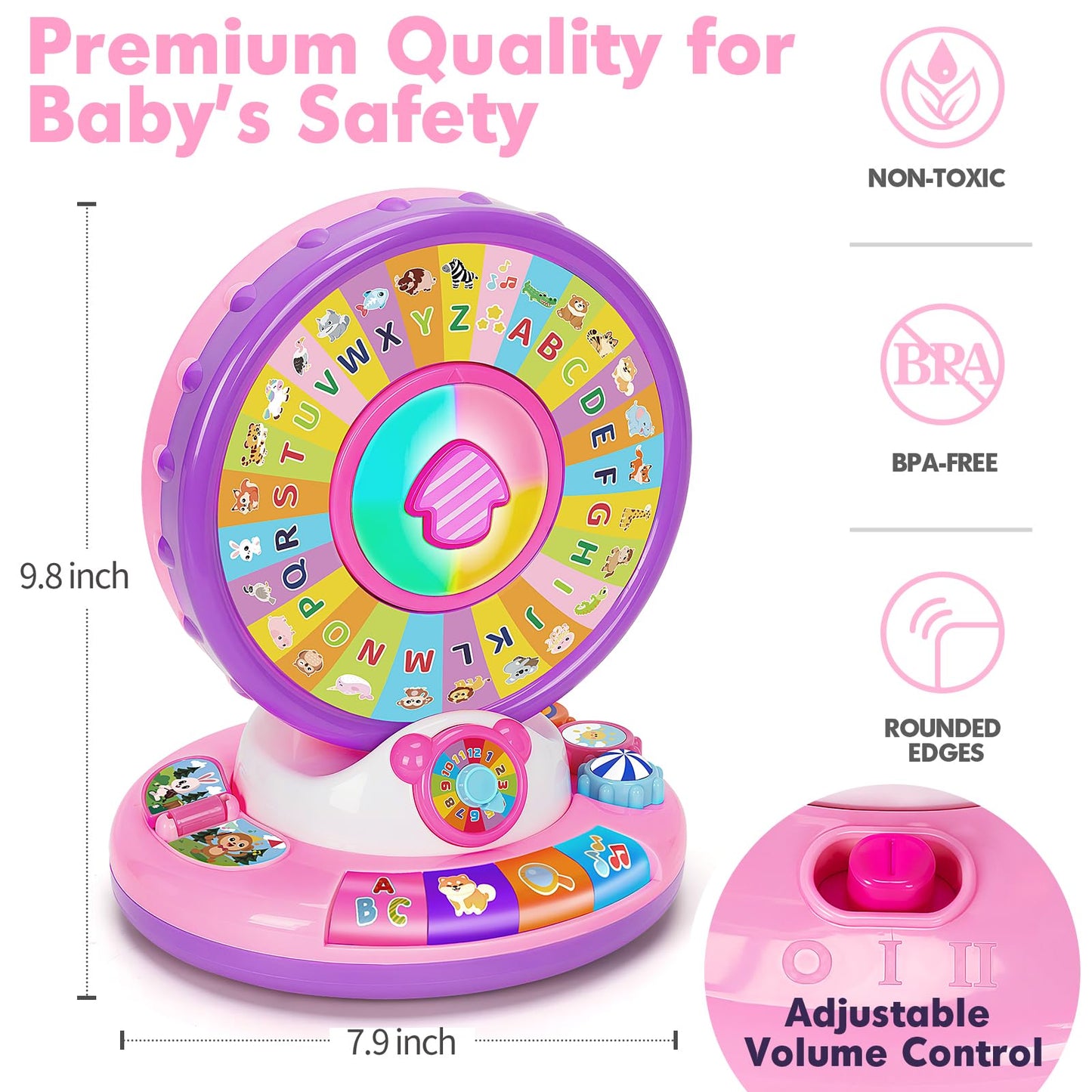 Duchong Learning Toy – Spin & Sing Alphabet Animals for 12-18 Months
