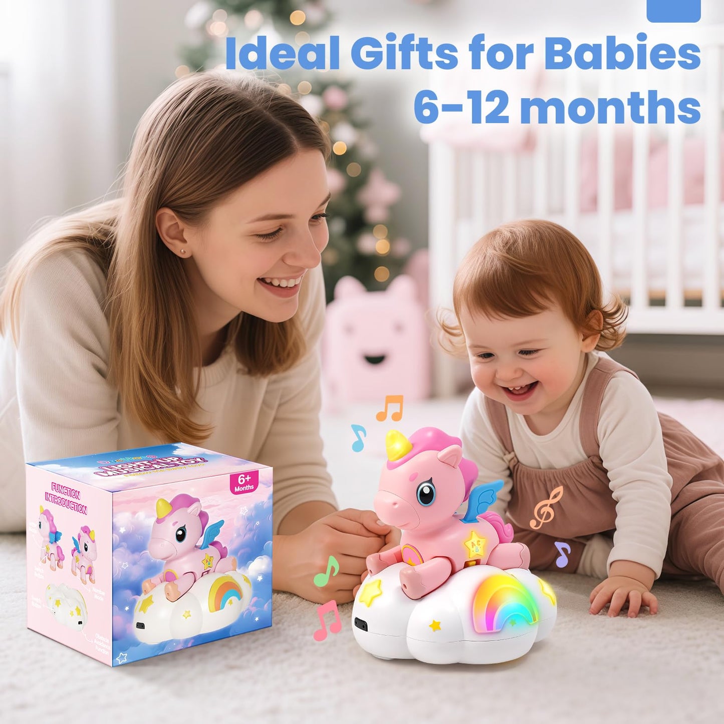 Duchong Baby Toy 6-12 Months – Follow-Me Unicorn with Lights & Music