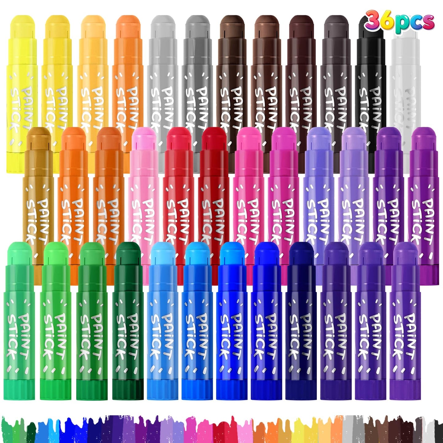 DUCHONG Tempera Paint Sticks for Kids – 36 Colors, Washable, Quick-Dry Art Set