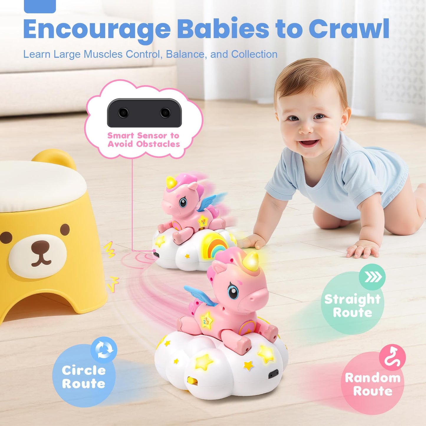 Duchong Baby Toy 6-12 Months – Follow-Me Unicorn with Lights & Music