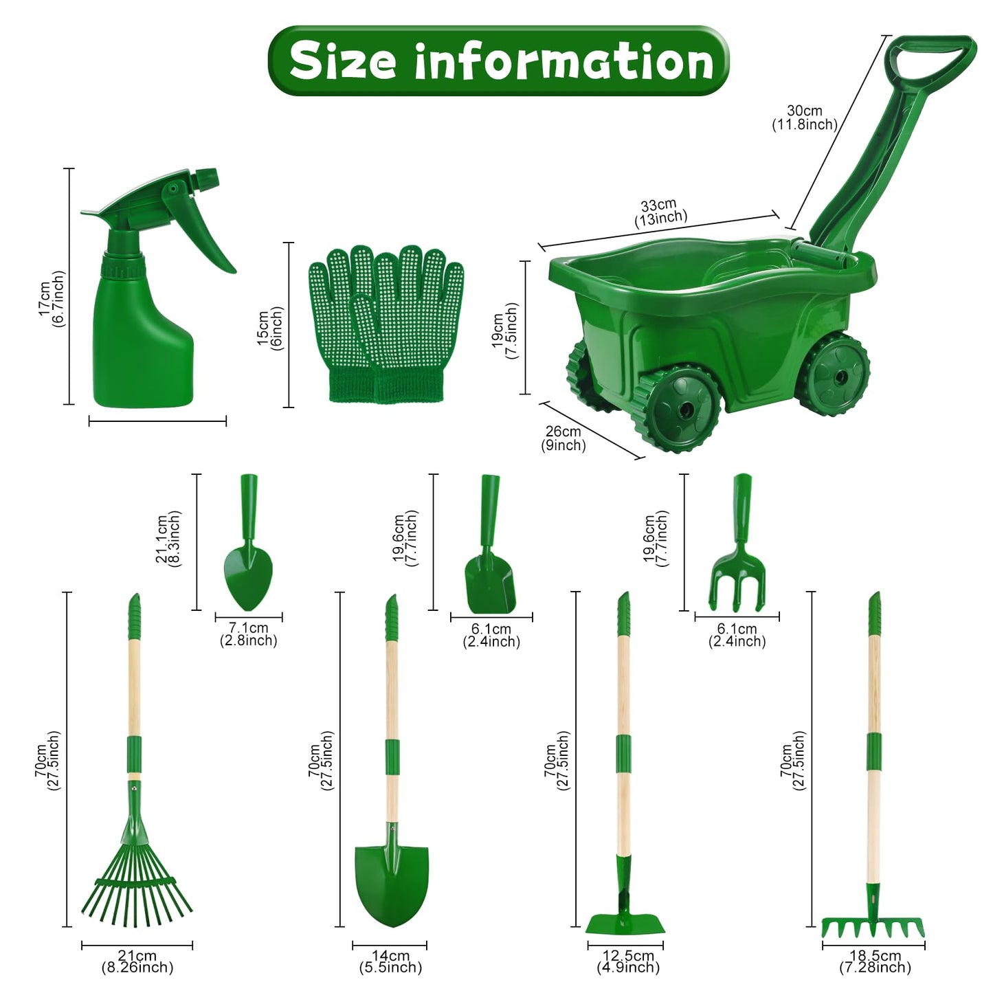 Duckura Kids Gardening Tools Set – 10-Piece Wheelbarrow Kit for Outdoor Play (Ages 2+)