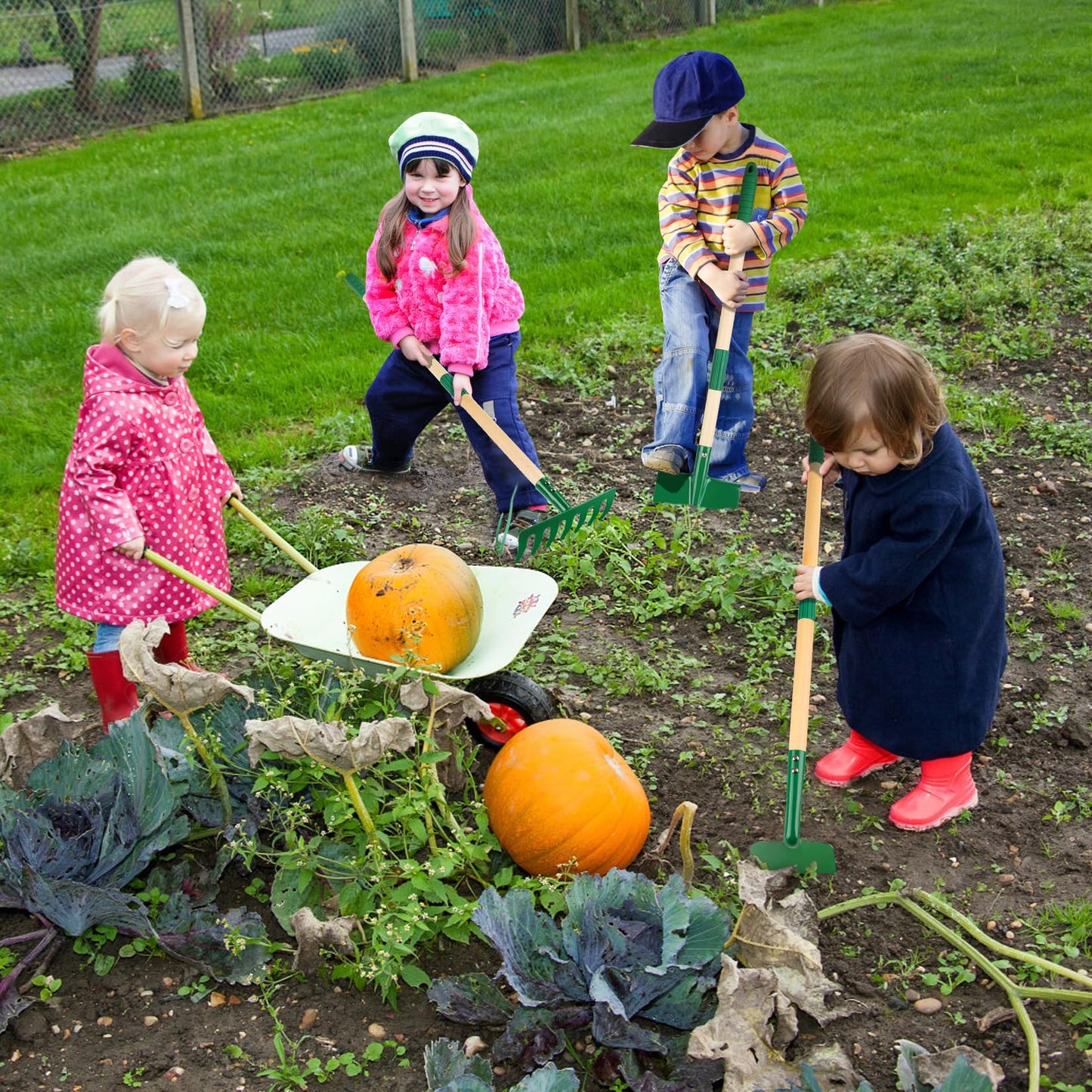 Duckura Kids Gardening Tools Set – 6-Piece Garden Tool Set for Kids (Shovel, Rake, Hoe, Leaf Rake, Gloves, Spray Bottle)