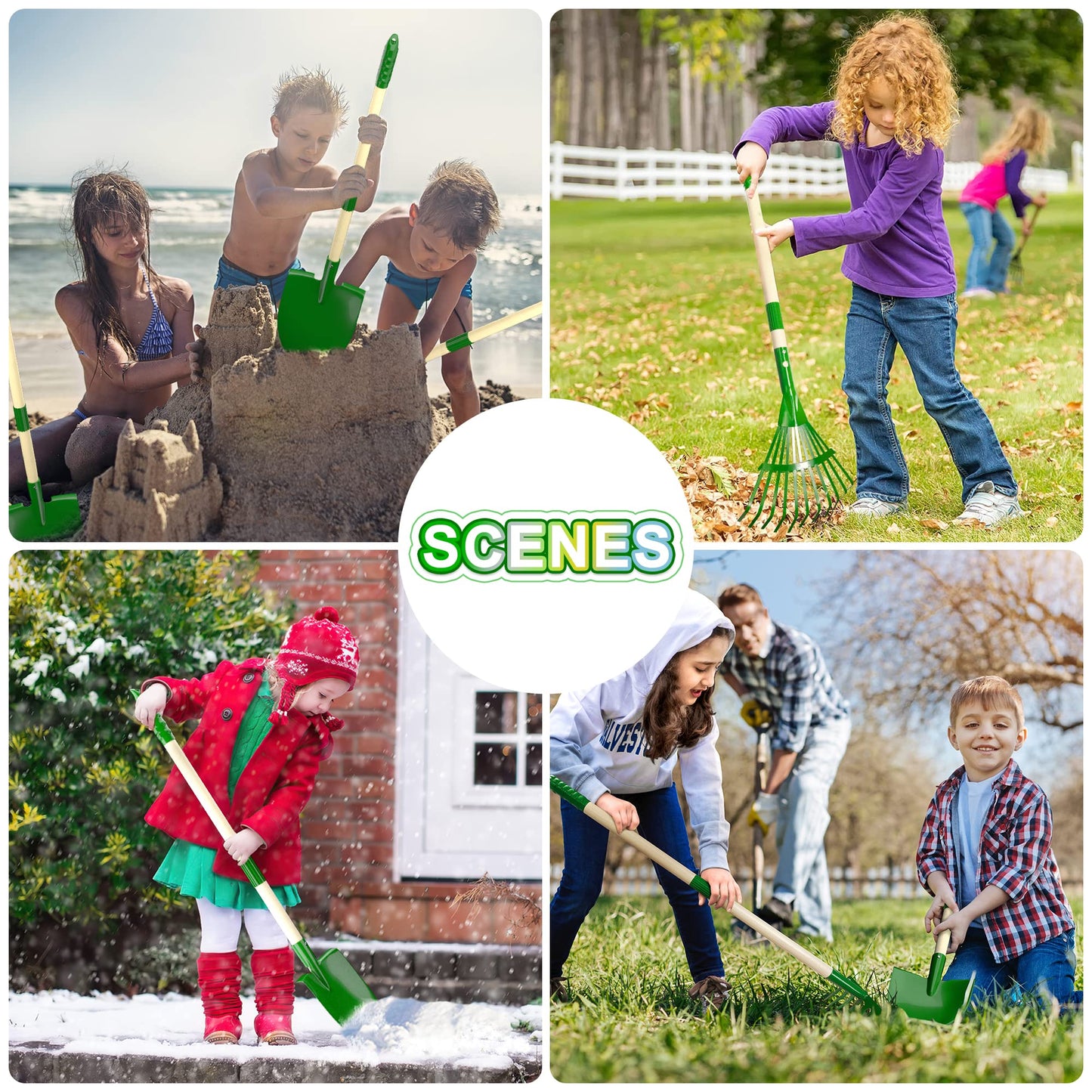 Duckura Kids Gardening Tools Set – 6-Piece Garden Tool Set for Kids (Shovel, Rake, Hoe, Leaf Rake, Gloves, Spray Bottle)