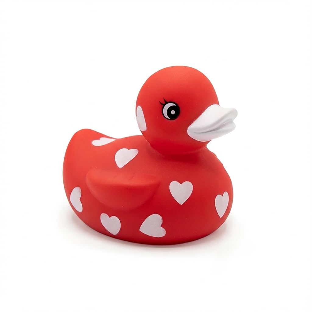 DUCKY CITY 3-Inch Rubber Duck – Squeaky Bath Toy with Hole | Baby Safe Tub Toy Valentines Sweetheart