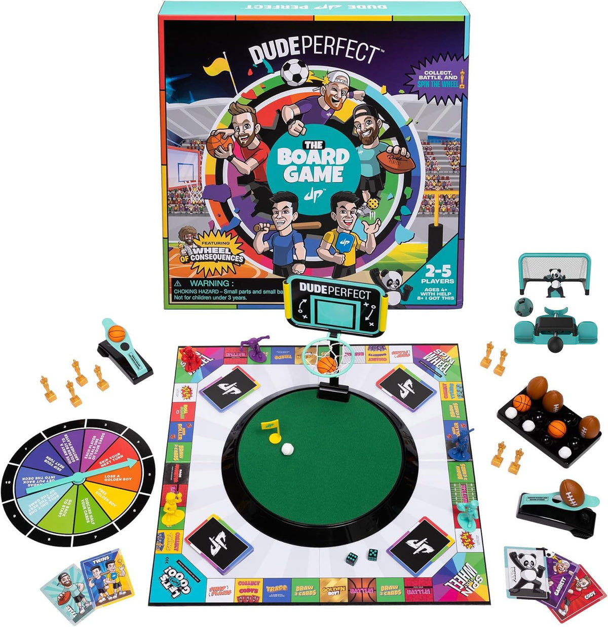 Dude Perfect Board Game with Soccer Add-On | Action-Packed Family Fun for 2-5 Players