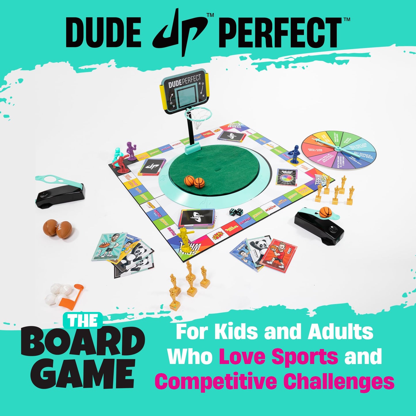 Dude Perfect Board Game – 2-5 Player Family Sports Challenge | Ages 4+