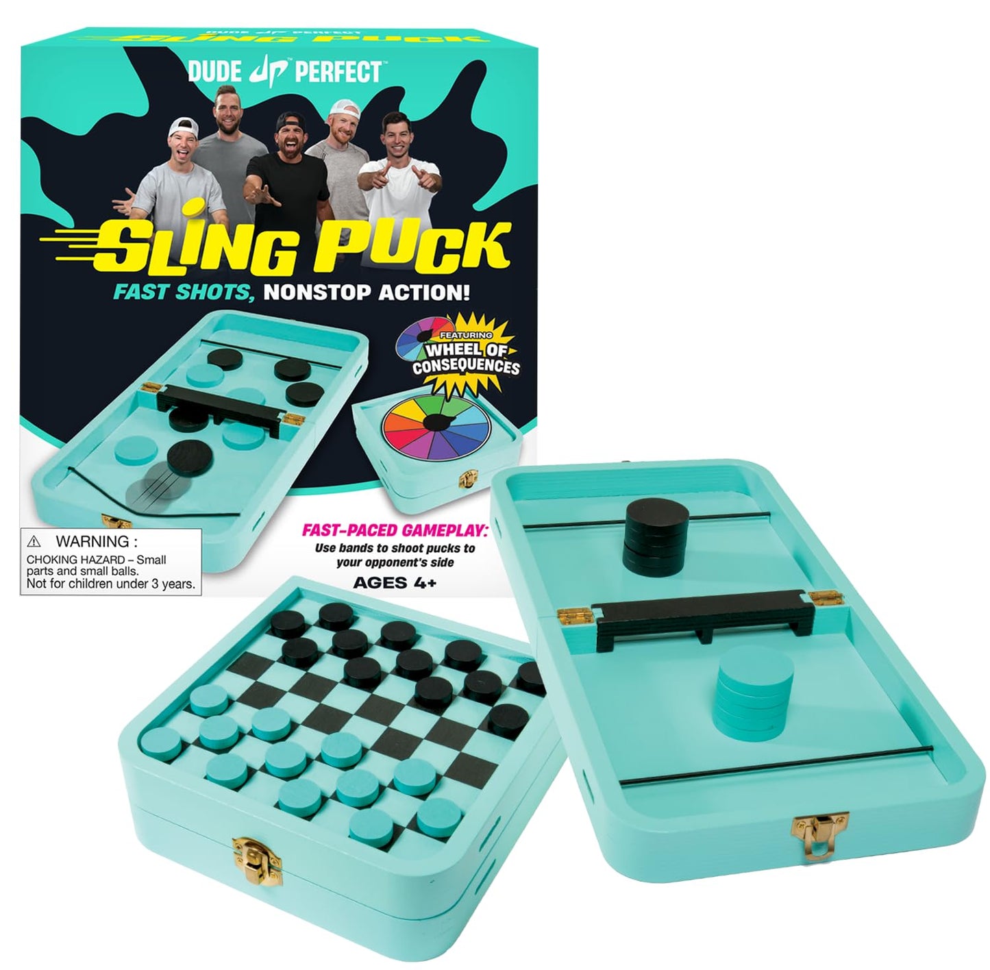Dude Perfect Sling Puck & Checkers Game Set — Fast-Paced Family Fun