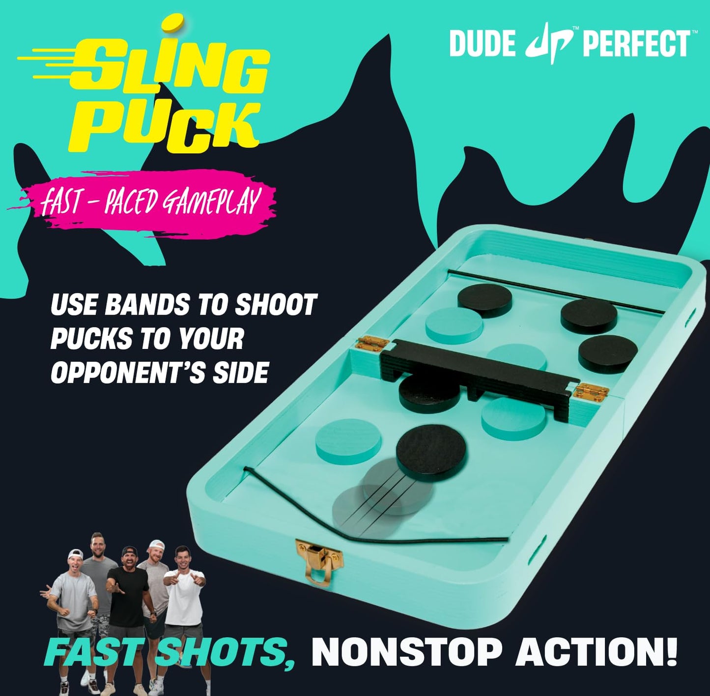 Dude Perfect Sling Puck & Checkers Game Set — Fast-Paced Family Fun