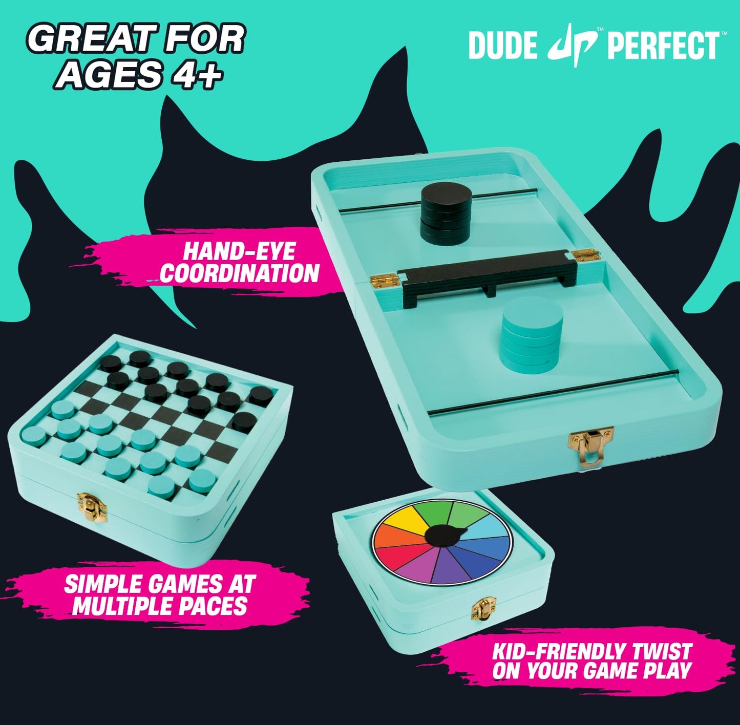 Dude Perfect Sling Puck & Checkers Game Set — Fast-Paced Family Fun