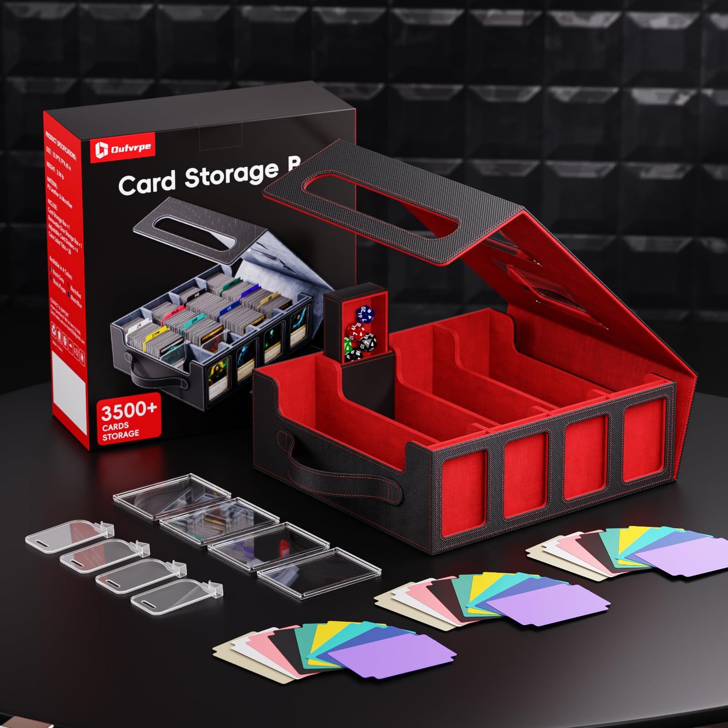 Dufvrpe Trading Card Storage Box – 3500+ Capacity, Magnetic Lid, Commander Displays