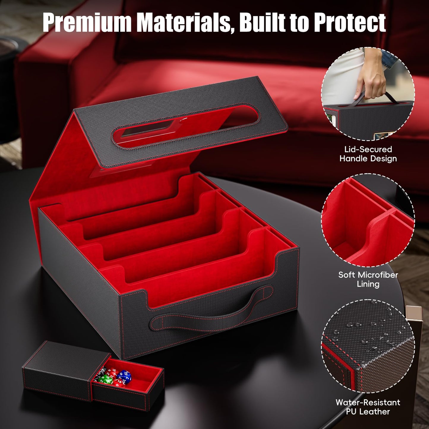 Dufvrpe Trading Card Storage Box – 3500+ Capacity, Magnetic Lid, Commander Displays