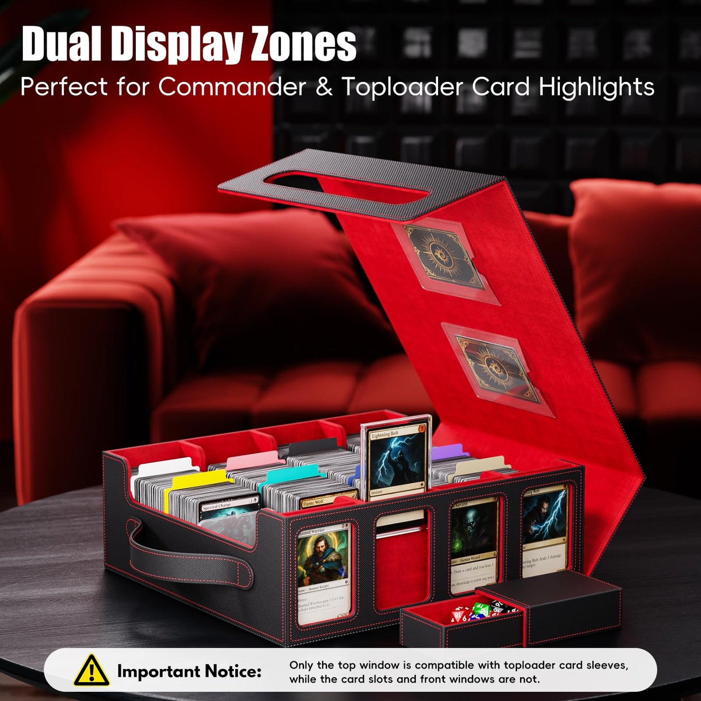 Dufvrpe Trading Card Storage Box – 3500+ Capacity, Magnetic Lid, Commander Displays