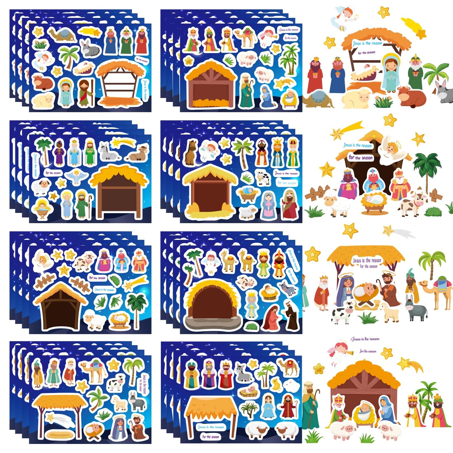 DUJAA 32 Sheets Christmas Nativity Stickers | Make a Nativity Scene Bible Craft Kit