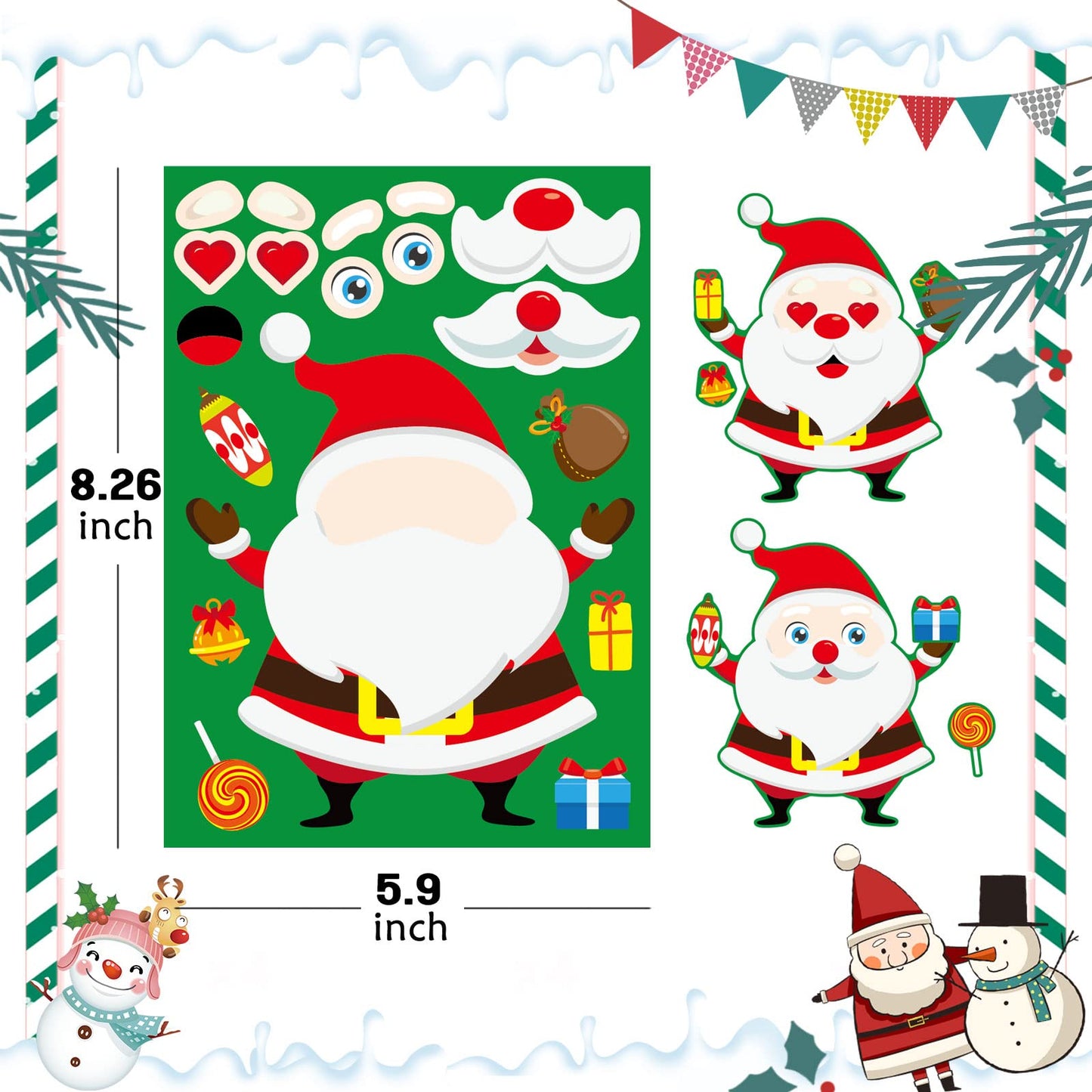 DUJAA 36 Sheets Christmas Sticker Set for Kids – Create Santa, Snowman & Elf Faces