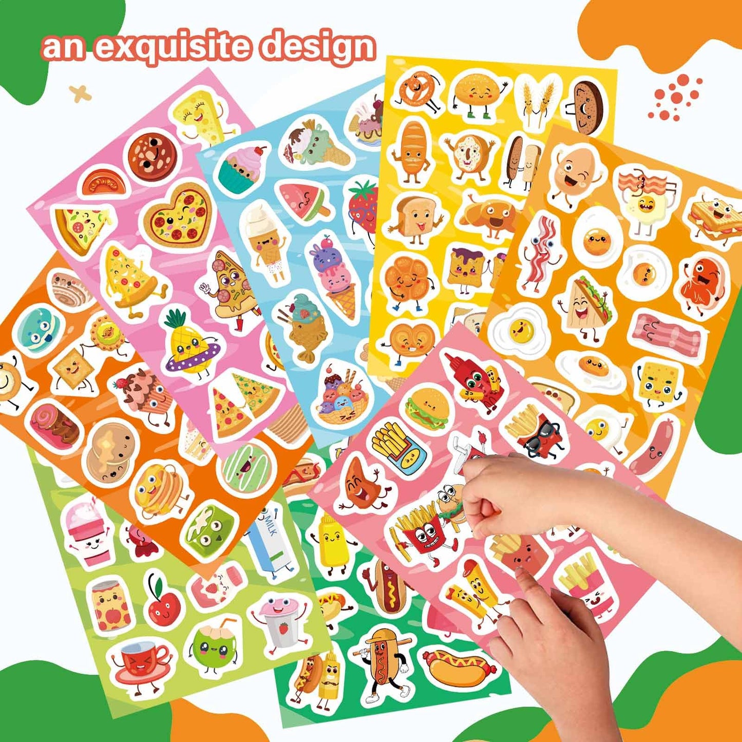 DUJAA 363PCS Cute Food Theme Stickers – Classroom Rewards & Arts & Crafts
