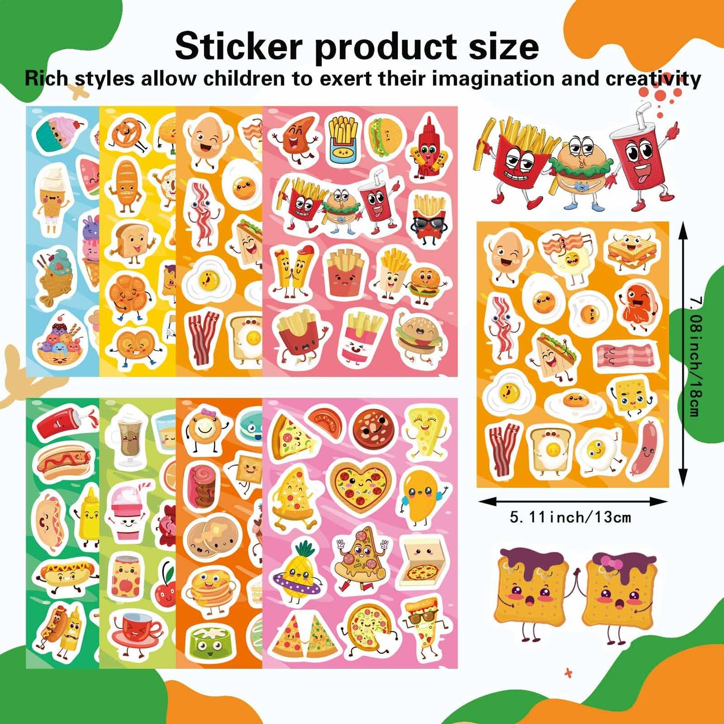 DUJAA 363PCS Cute Food Theme Stickers – Classroom Rewards & Arts & Crafts