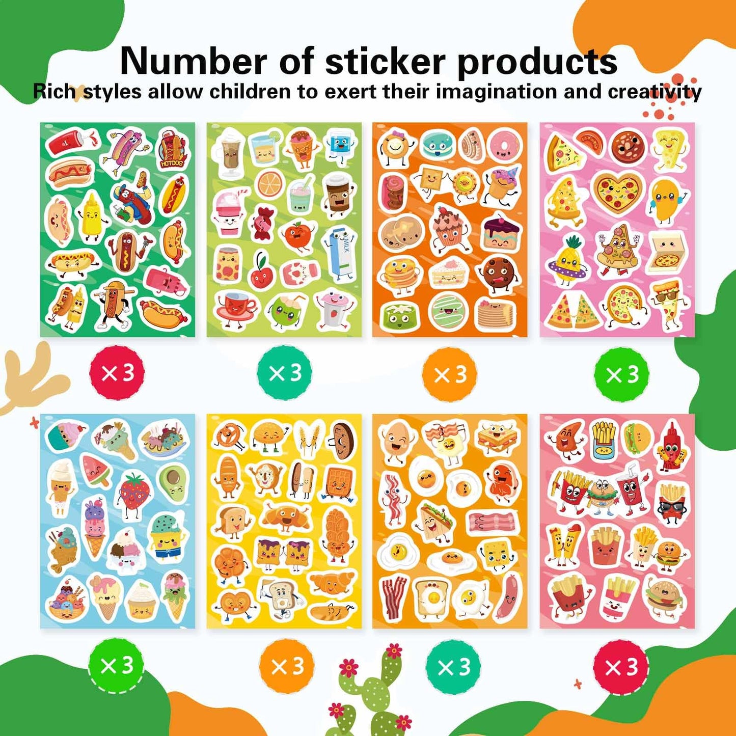 DUJAA 363PCS Cute Food Theme Stickers – Classroom Rewards & Arts & Crafts