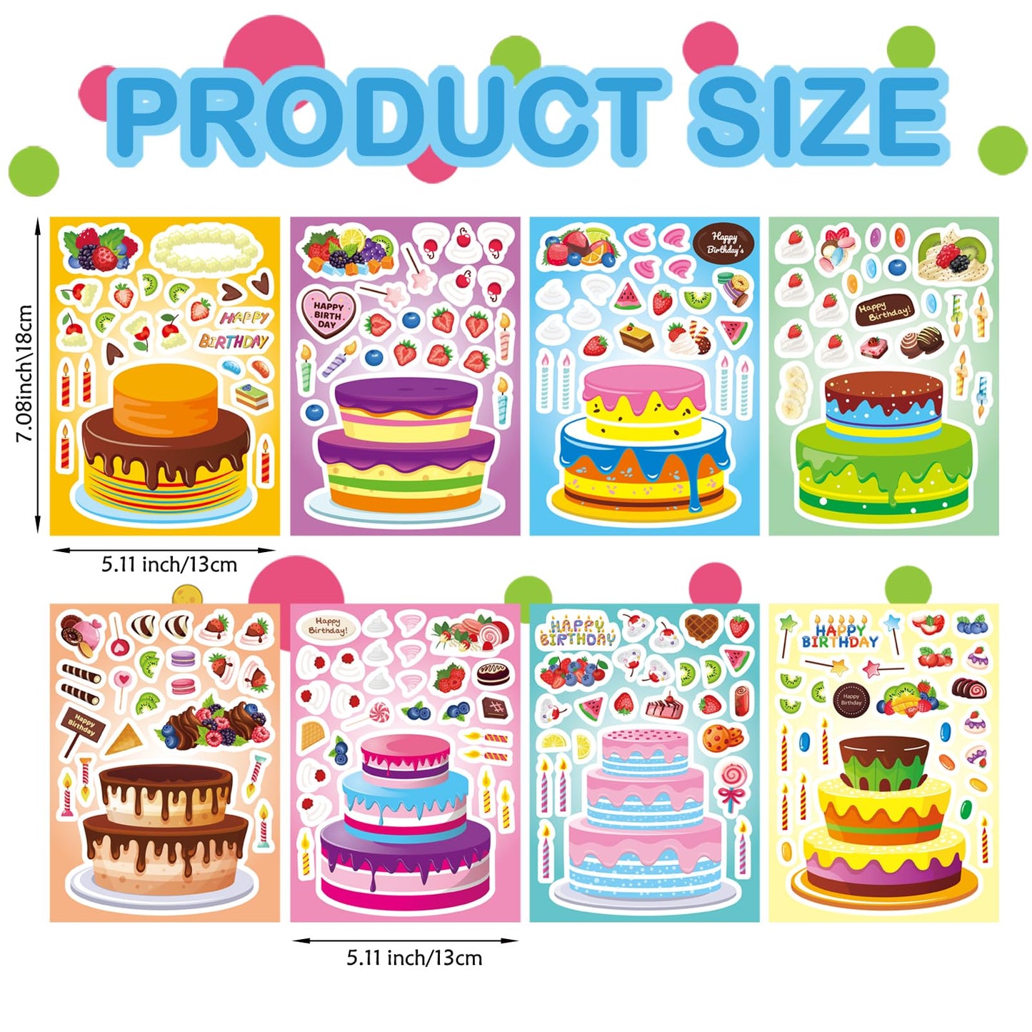DUJAA 24 Sheets Birthday Stickers – Kids Cake Decorating Set