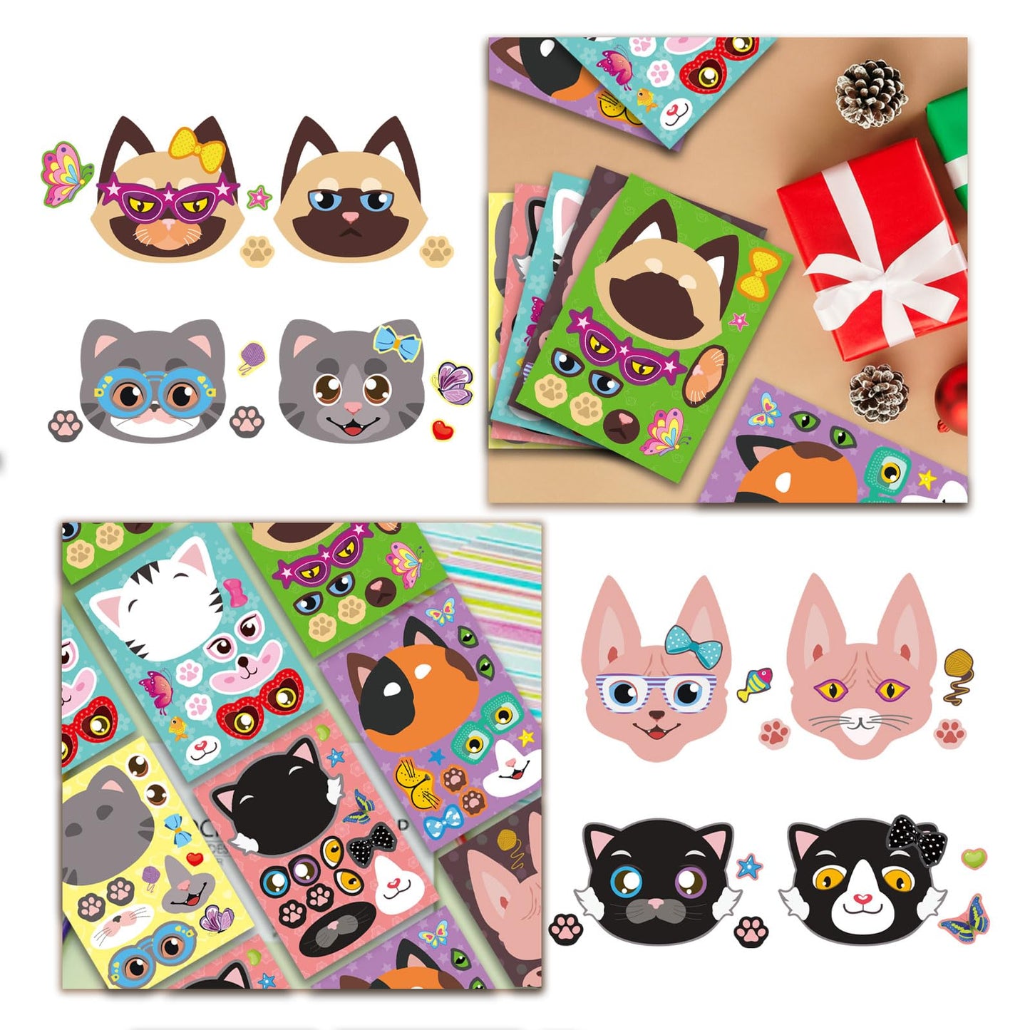 DUJAA 48 Sheets Cat Stickers - Make Your Own Cat Sticker Kit for Kids