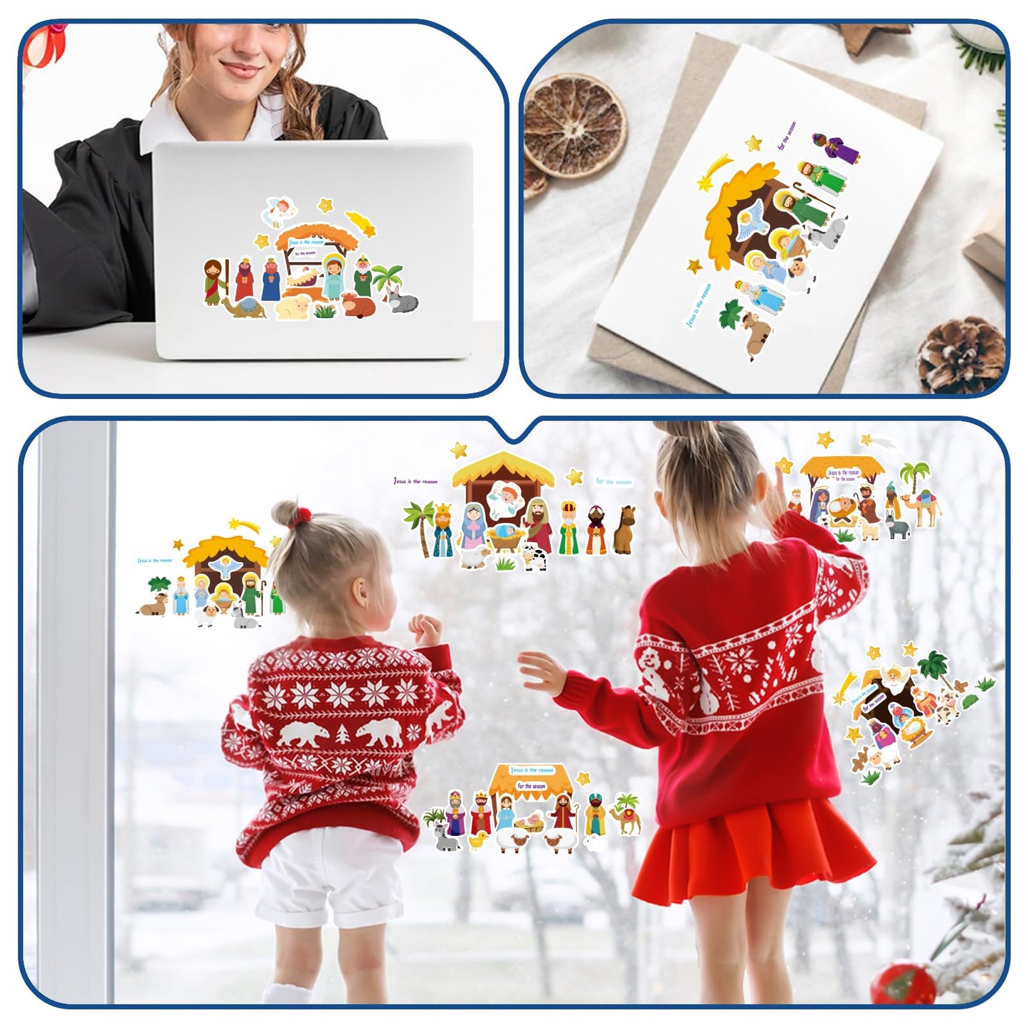 DUJAA 32 Sheets Christmas Nativity Stickers | Make a Nativity Scene Bible Craft Kit