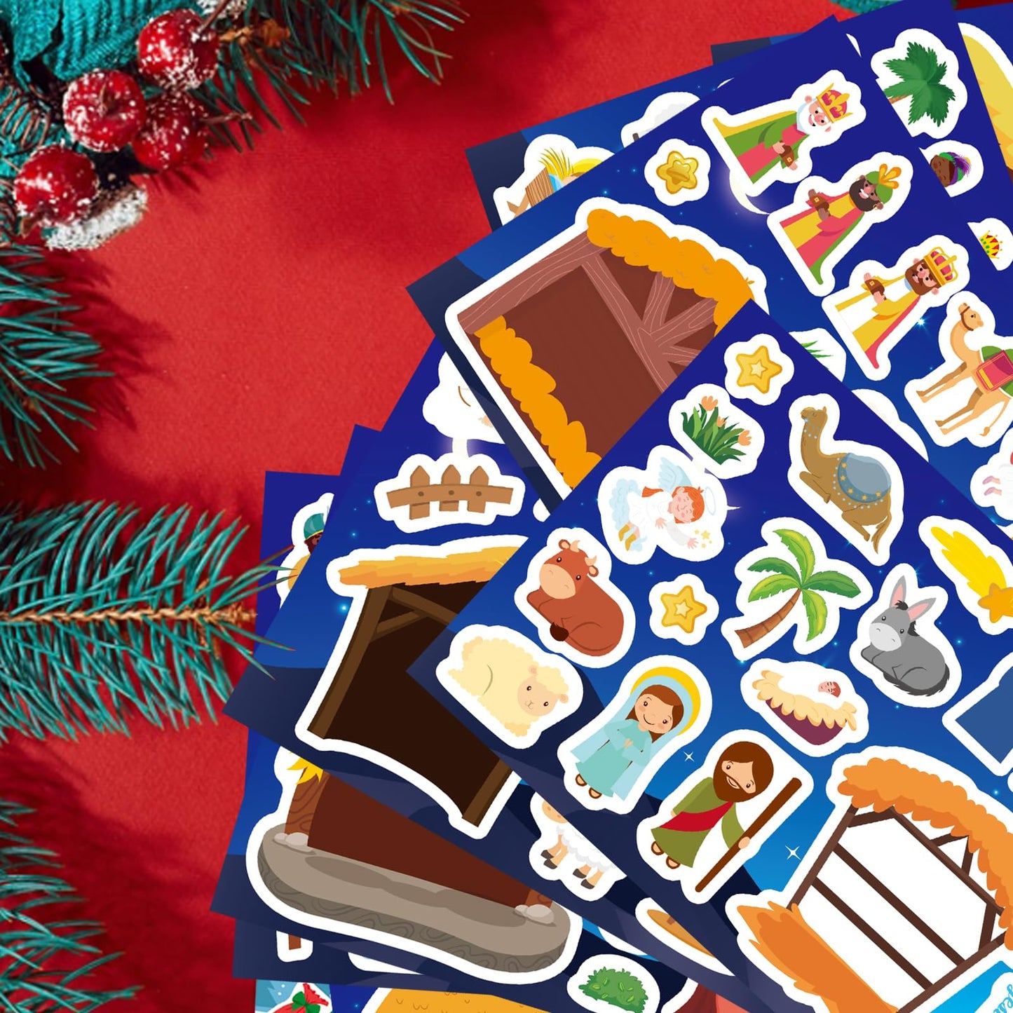 DUJAA 32 Sheets Christmas Nativity Stickers | Make a Nativity Scene Bible Craft Kit