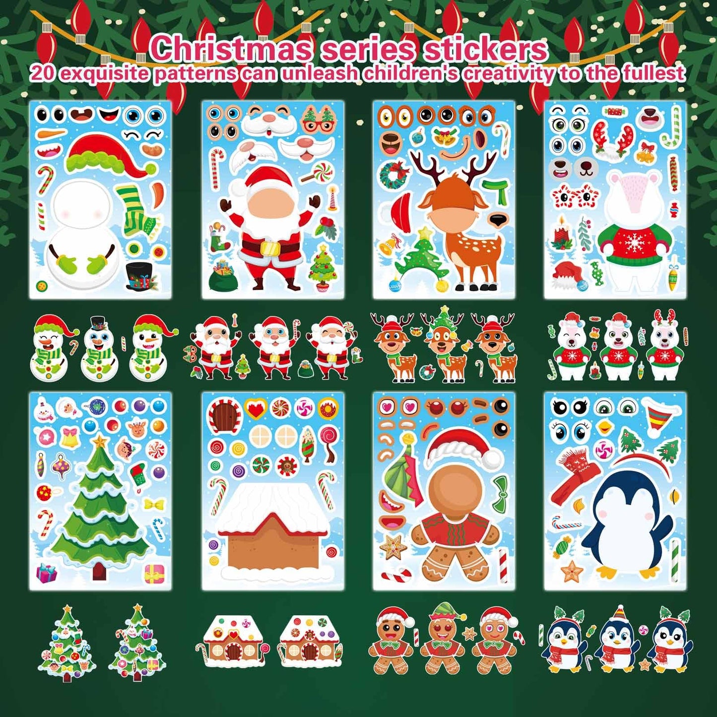 DUJAA 32 Sheets Christmas Stickers for Kids – Mix & Match Holiday Craft Set