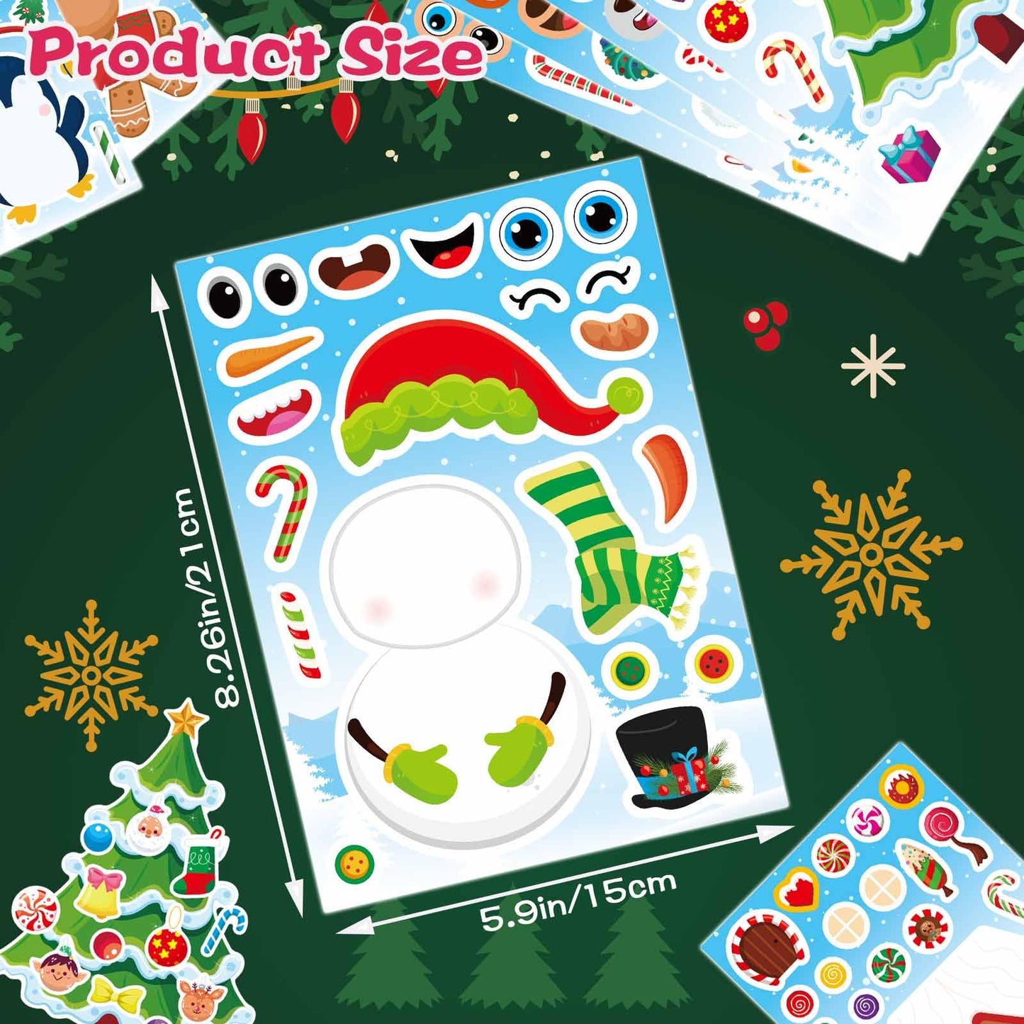DUJAA 32 Sheets Christmas Stickers for Kids – Mix & Match Holiday Craft Set