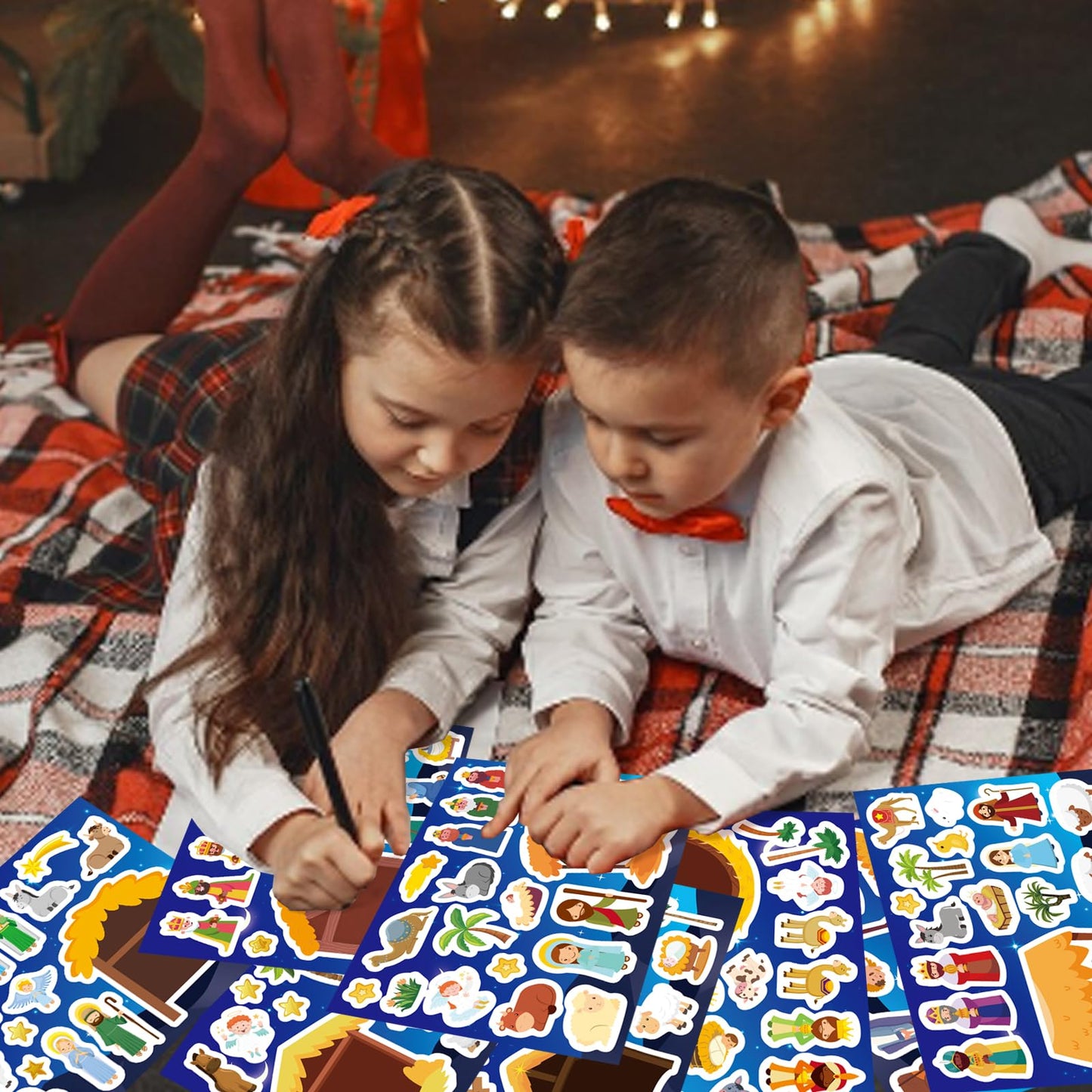 DUJAA 32 Sheets Christmas Nativity Stickers | Make a Nativity Scene Bible Craft Kit