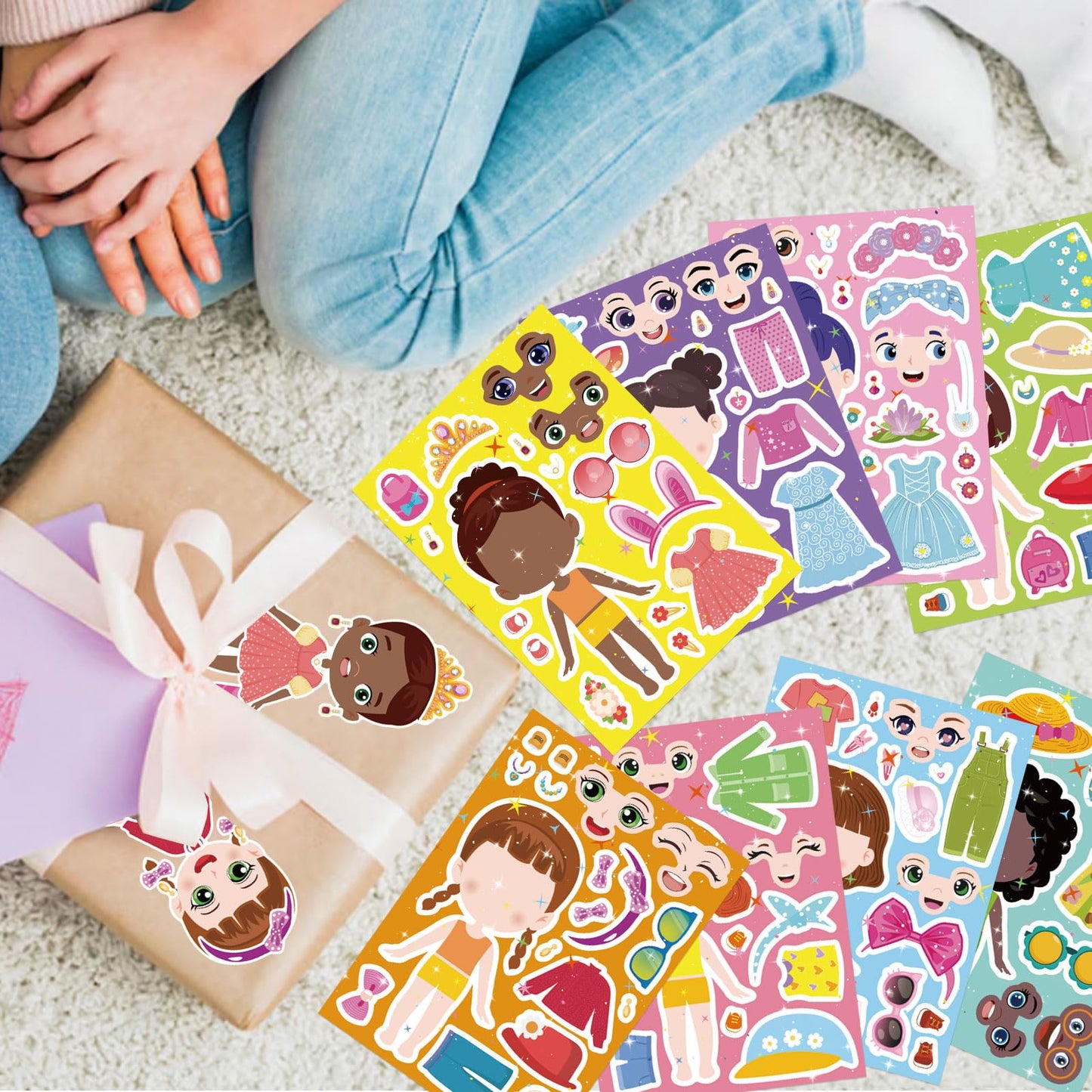 DUJAA 24 Sheets Make a Face and Dress Up Stickers for Kids – Creative Face & Dress-Up Sticker Set