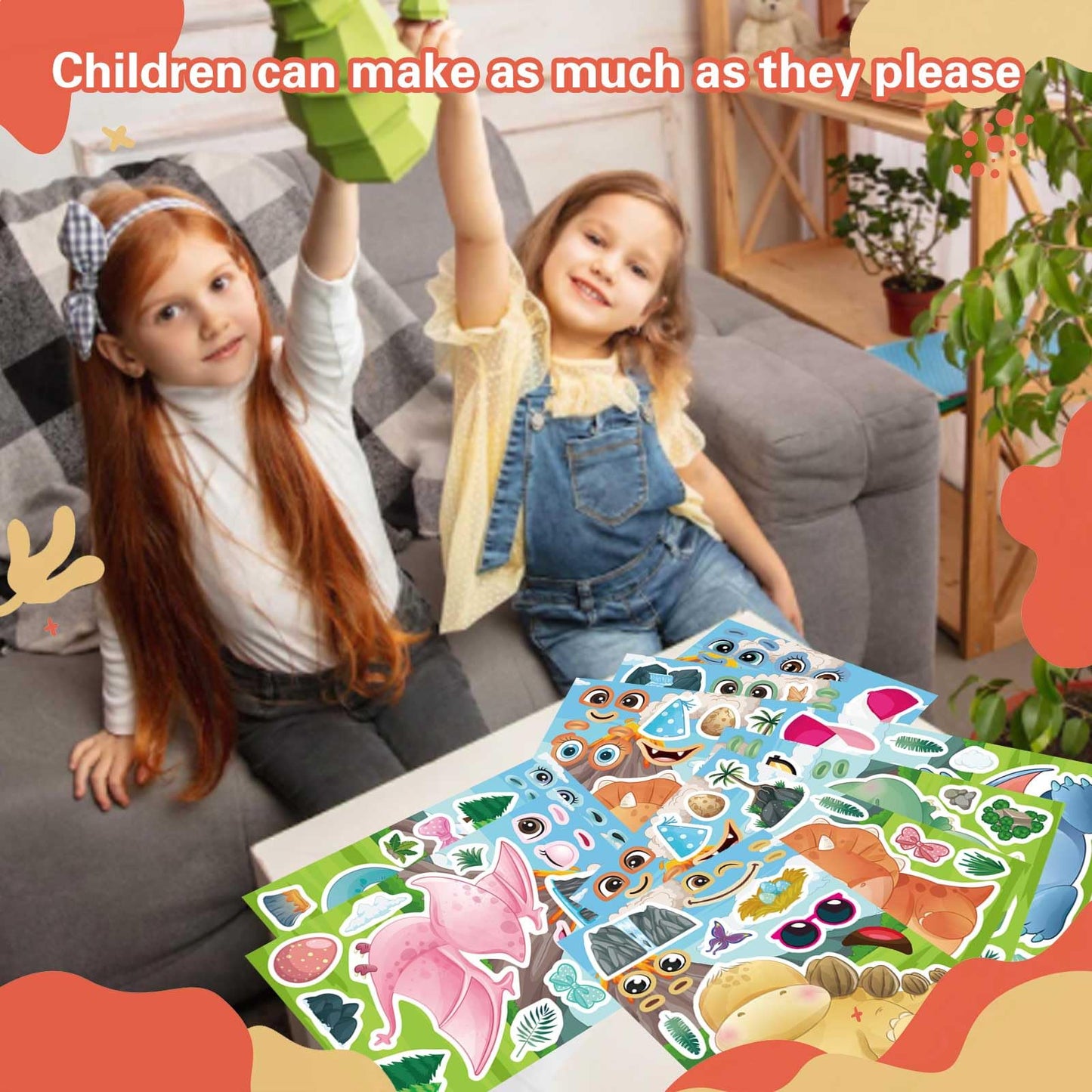 DUJAA 24 Multicolor Dino Stickers for Kids – Waterproof Vinyl for Backpacks, Luggage & Wardrobe