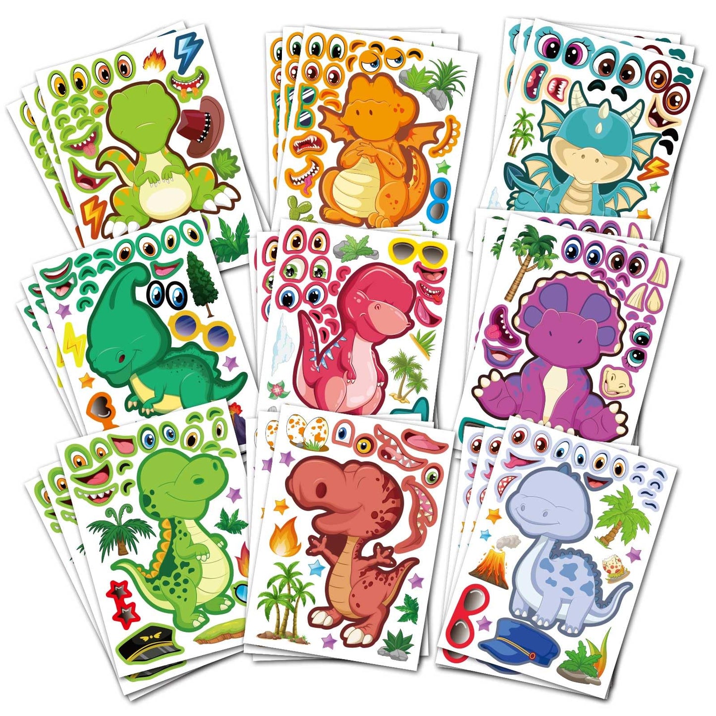 DUJAA 27 Sheet Dinosaur Stickers – DIY Dino Craft for Kids 3+
