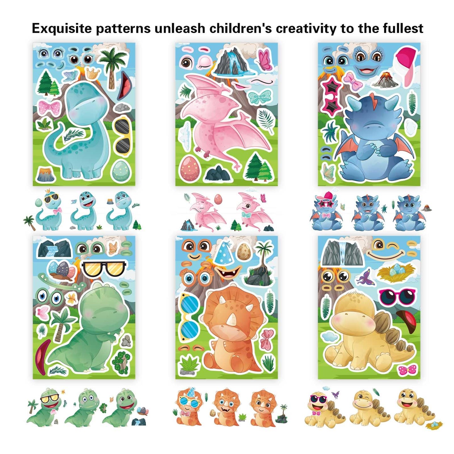 DUJAA 24 Multicolor Dino Stickers for Kids – Waterproof Vinyl for Backpacks, Luggage & Wardrobe