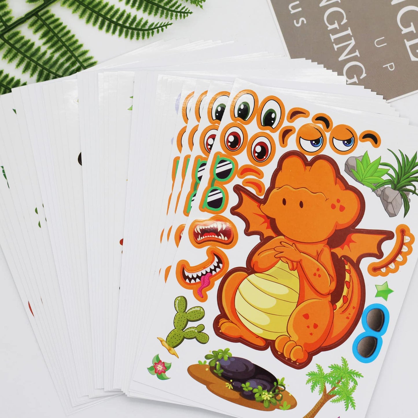 DUJAA 27 Sheet Dinosaur Stickers – DIY Dino Craft for Kids 3+