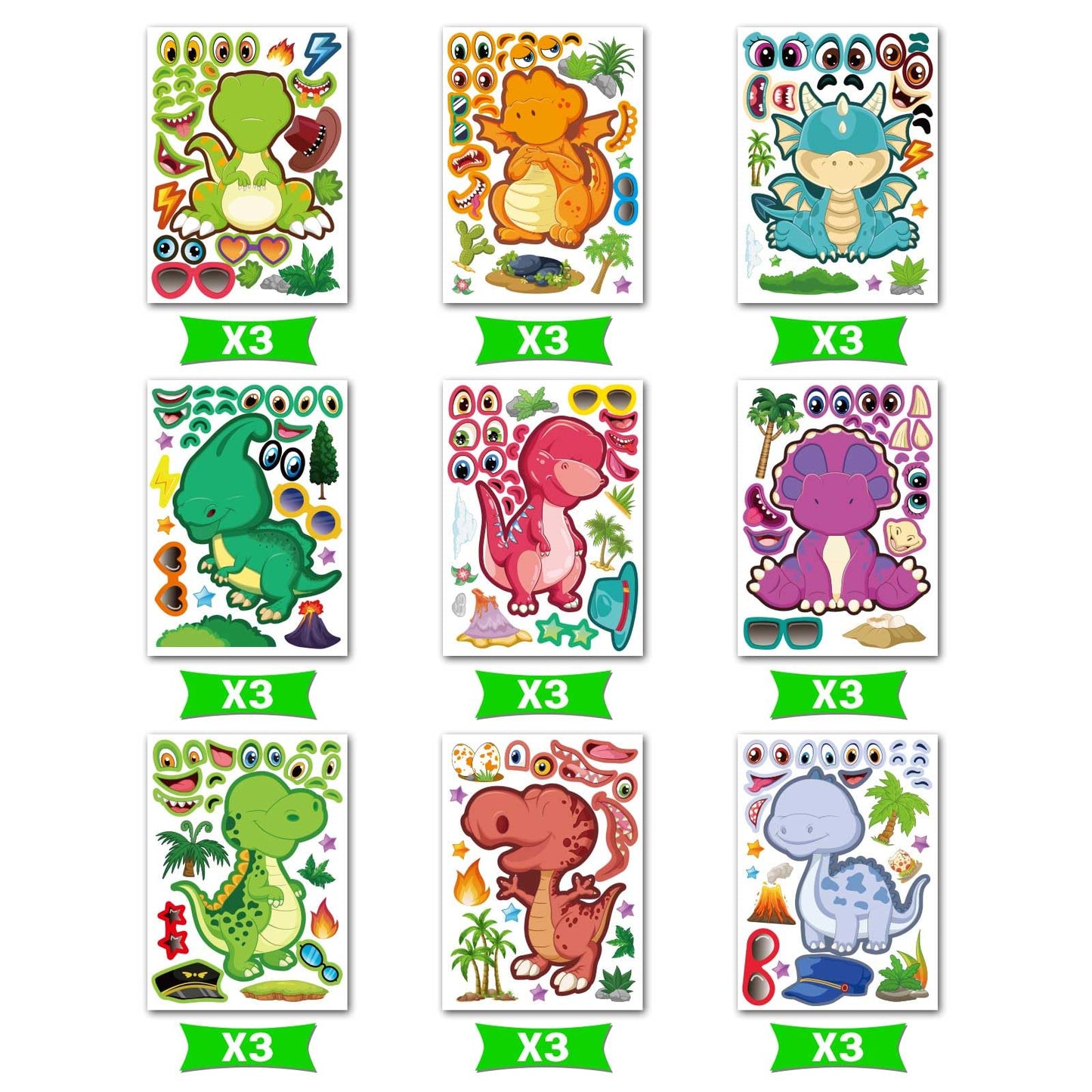 DUJAA 27 Sheet Dinosaur Stickers – DIY Dino Craft for Kids 3+