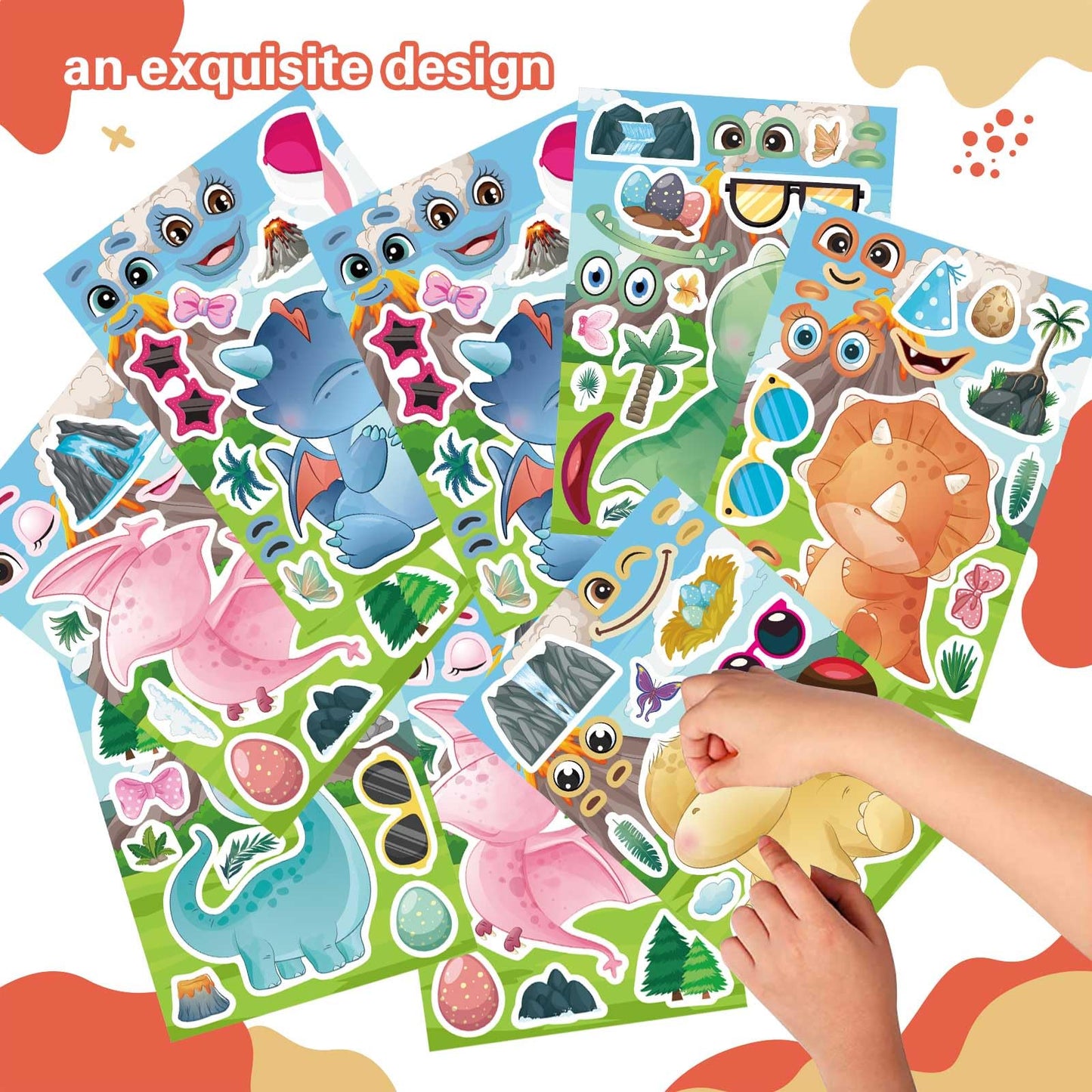 DUJAA 24 Multicolor Dino Stickers for Kids – Waterproof Vinyl for Backpacks, Luggage & Wardrobe