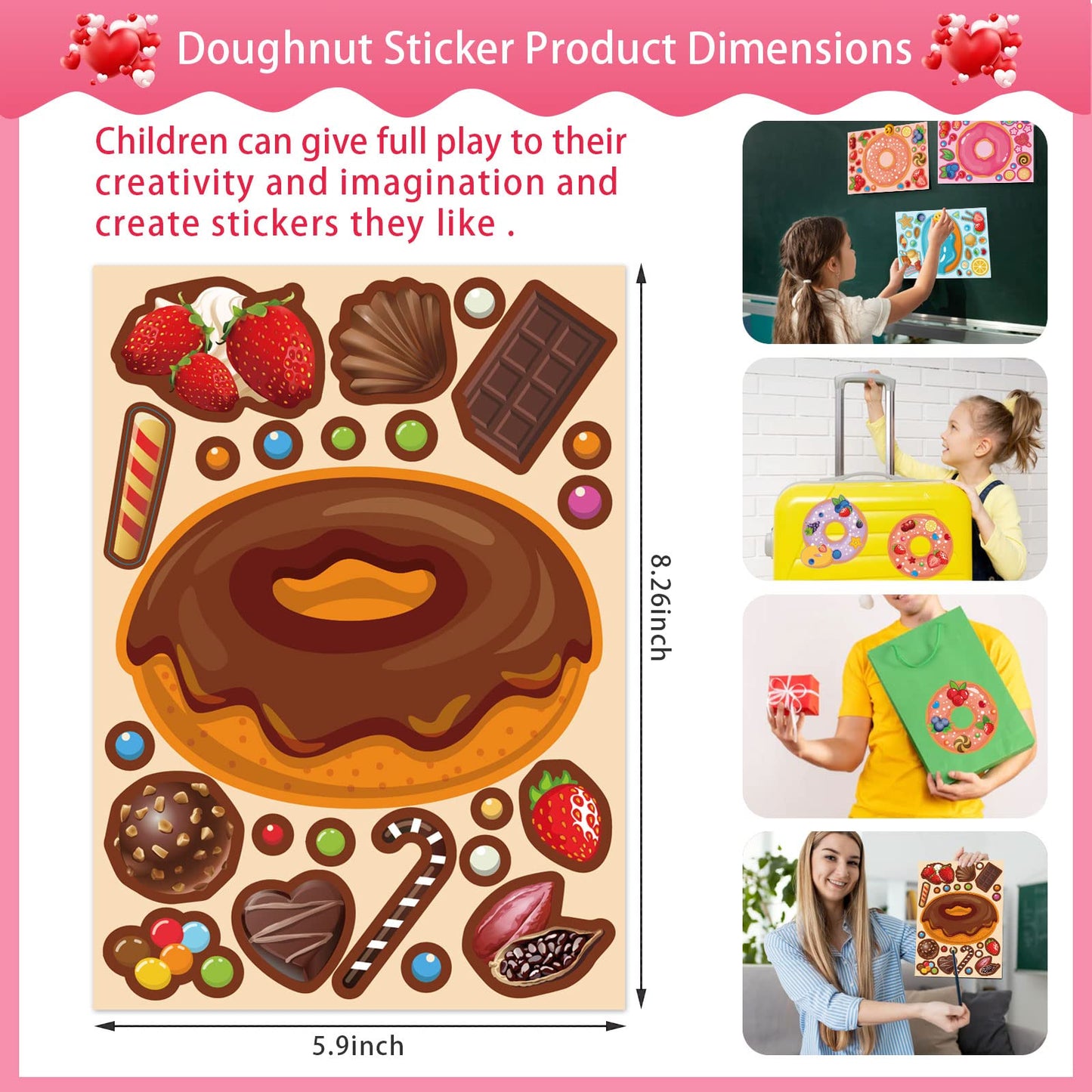 DUJAA 27 Sheets Make a Face Donut Stickers for Kids – DIY Dessert Art & Crafts