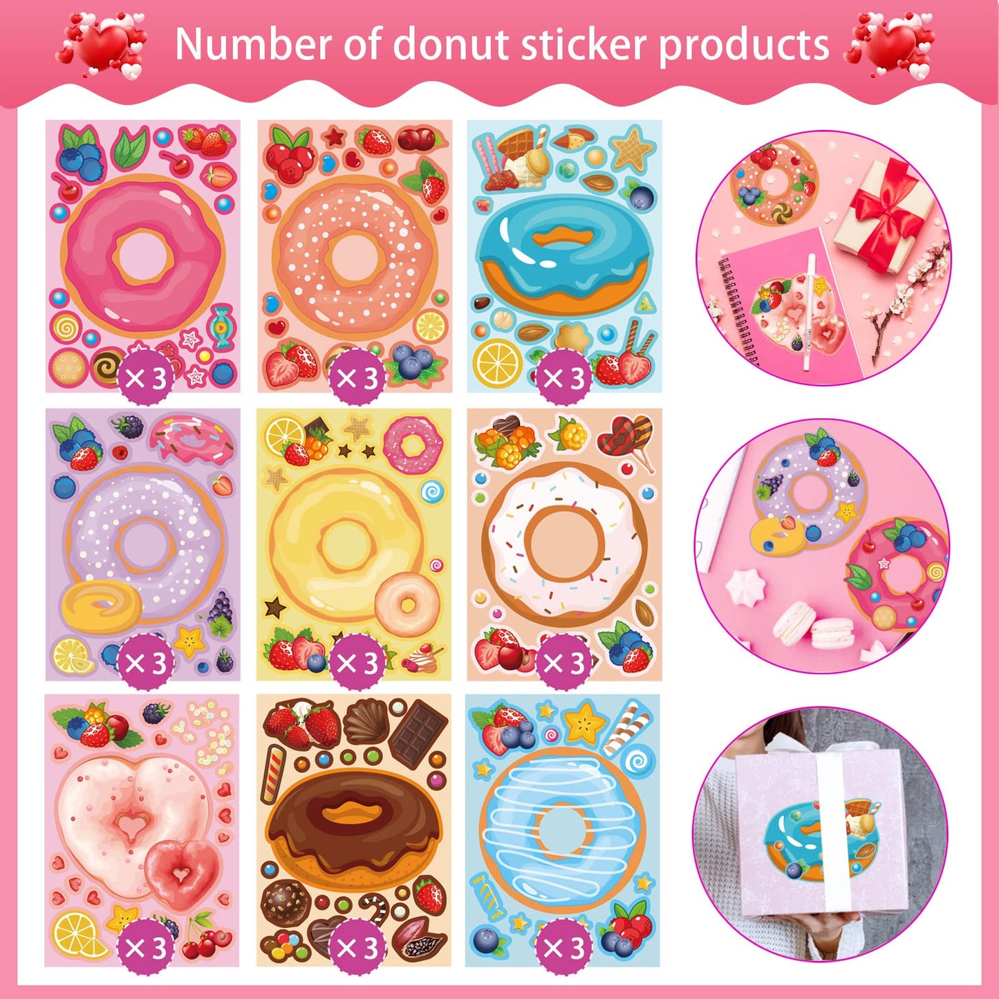 DUJAA 27 Sheets Make a Face Donut Stickers for Kids – DIY Dessert Art & Crafts