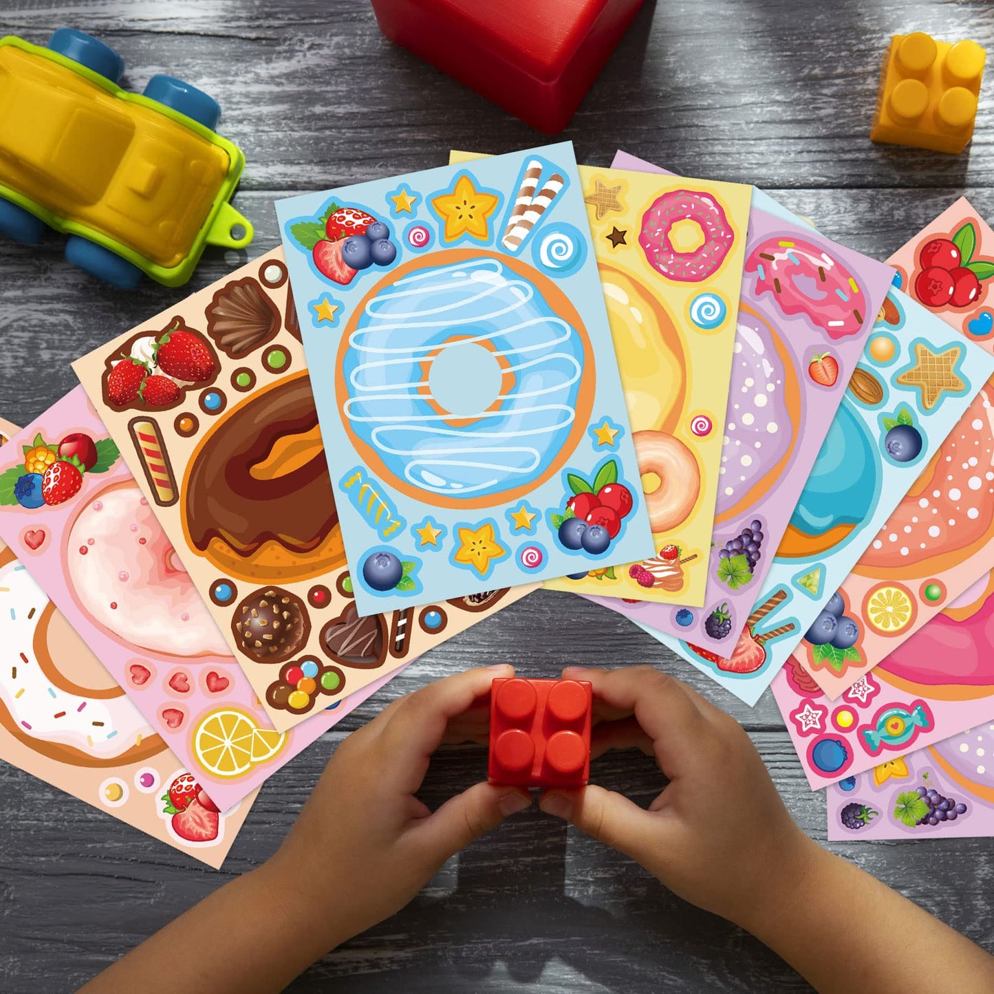 DUJAA 27 Sheets Make a Face Donut Stickers for Kids – DIY Dessert Art & Crafts