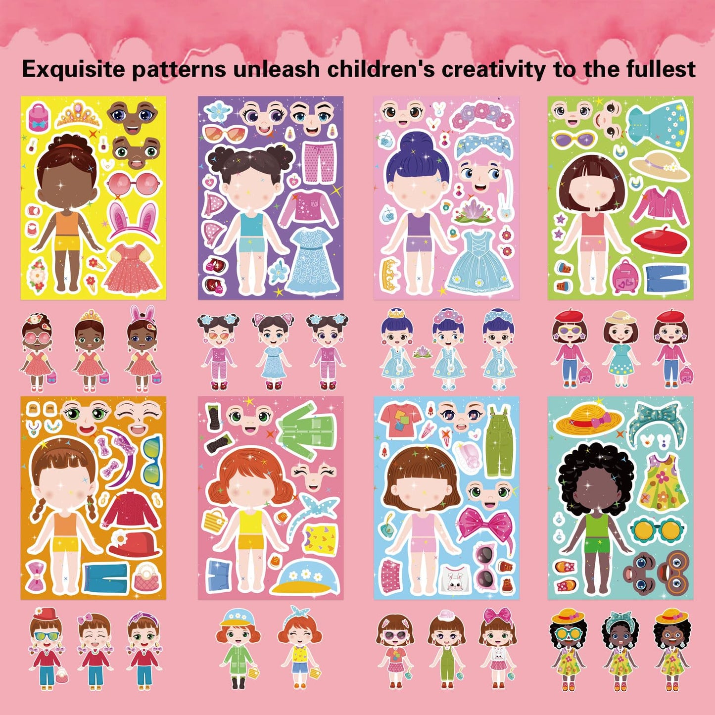 DUJAA 24 Sheets Make a Face and Dress Up Stickers for Kids – Creative Face & Dress-Up Sticker Set