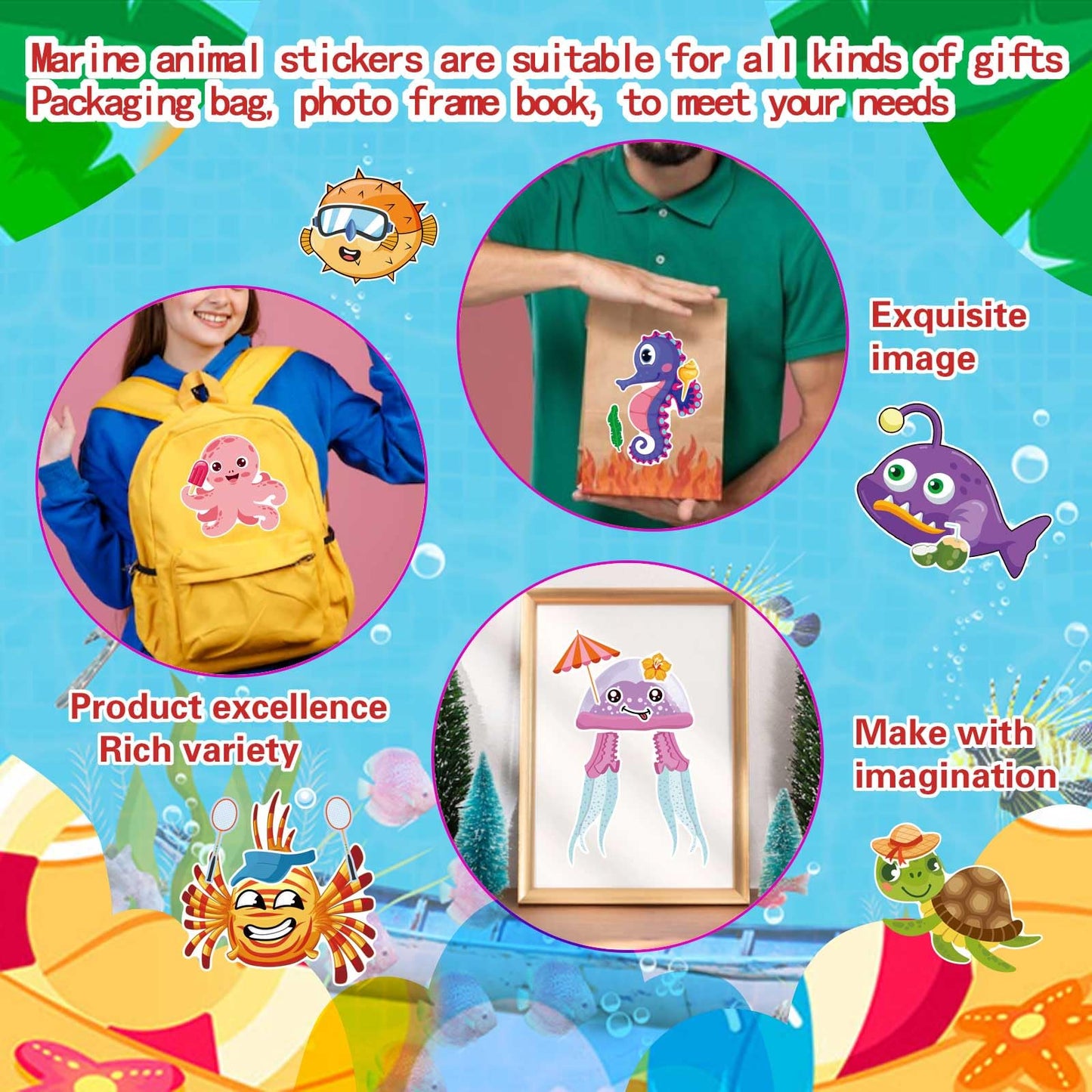 DUJAA 24 Sheets Make Your Own Sea Animals Stickers for Kids | Ocean Themed Face Art