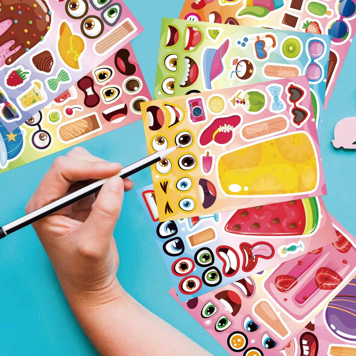 DUJAA 24 Sheets Ice Cream Stickers for Kids | Make Your Own Summer Stickers, Party Favors & Classroom Rewards