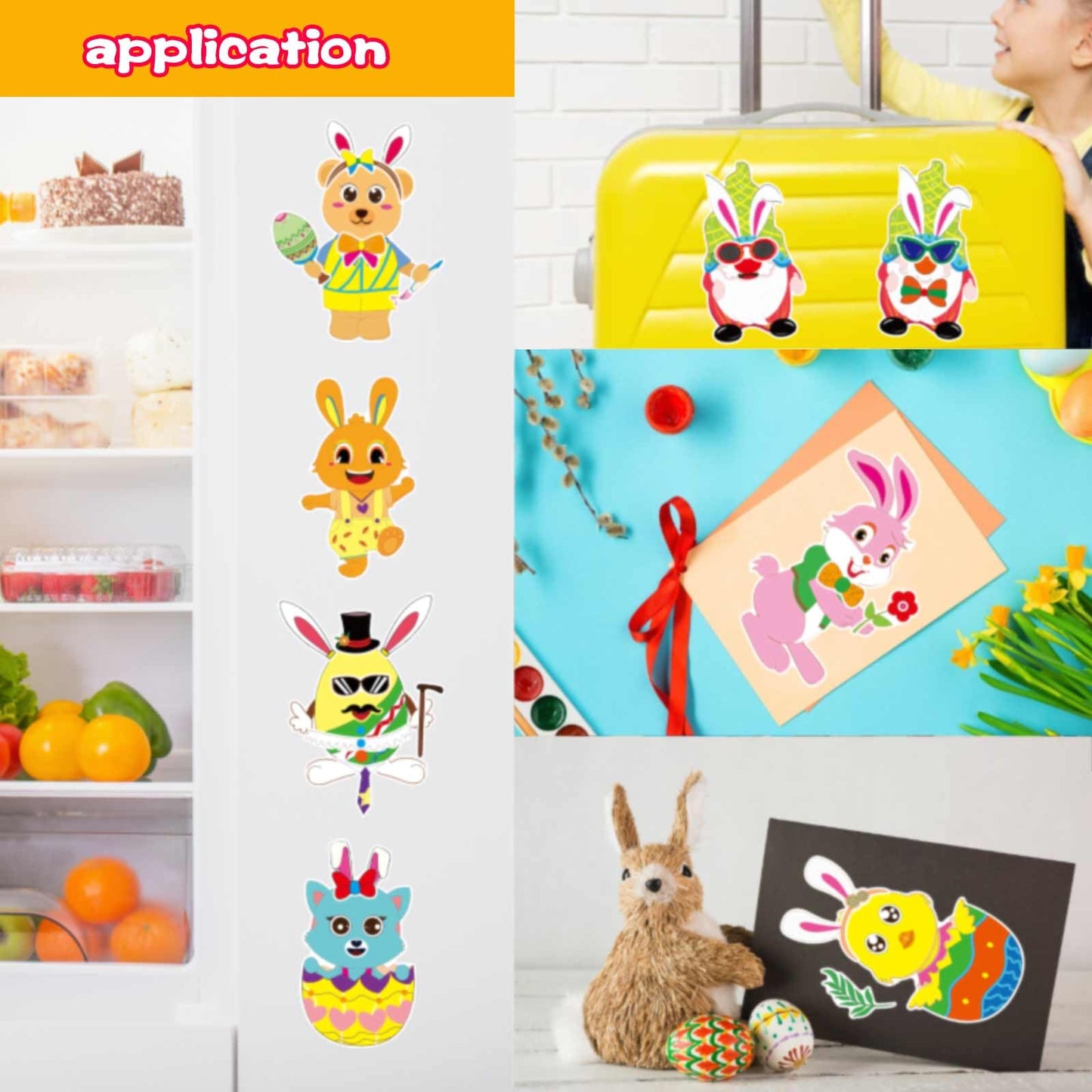 DUJAA 40Pcs Easter Stickers for Kids – Make Your Own Animal Faces, Bunny, Chick, Lamb | Easter Party Favors