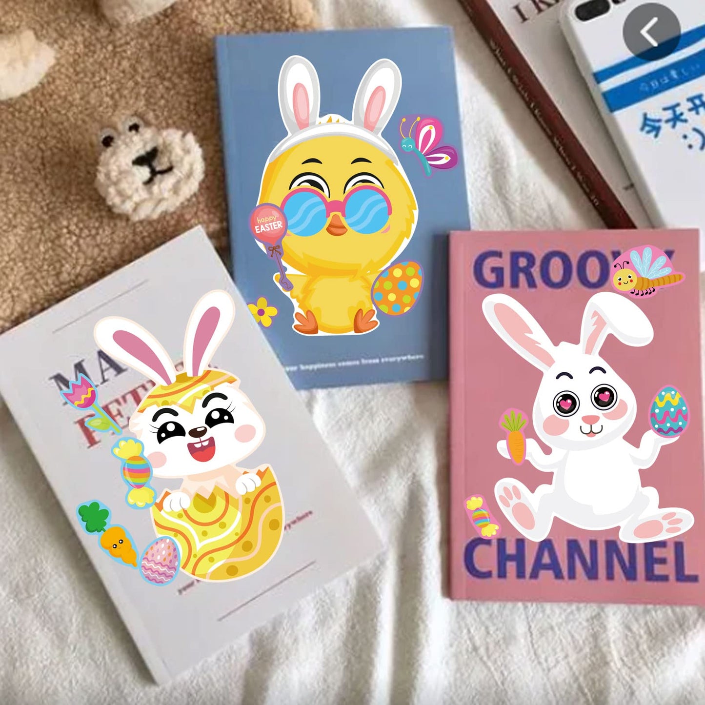 DUJAA 36-Sheet Easter Stickers for Kids – DIY Face & Animal Sticker Set