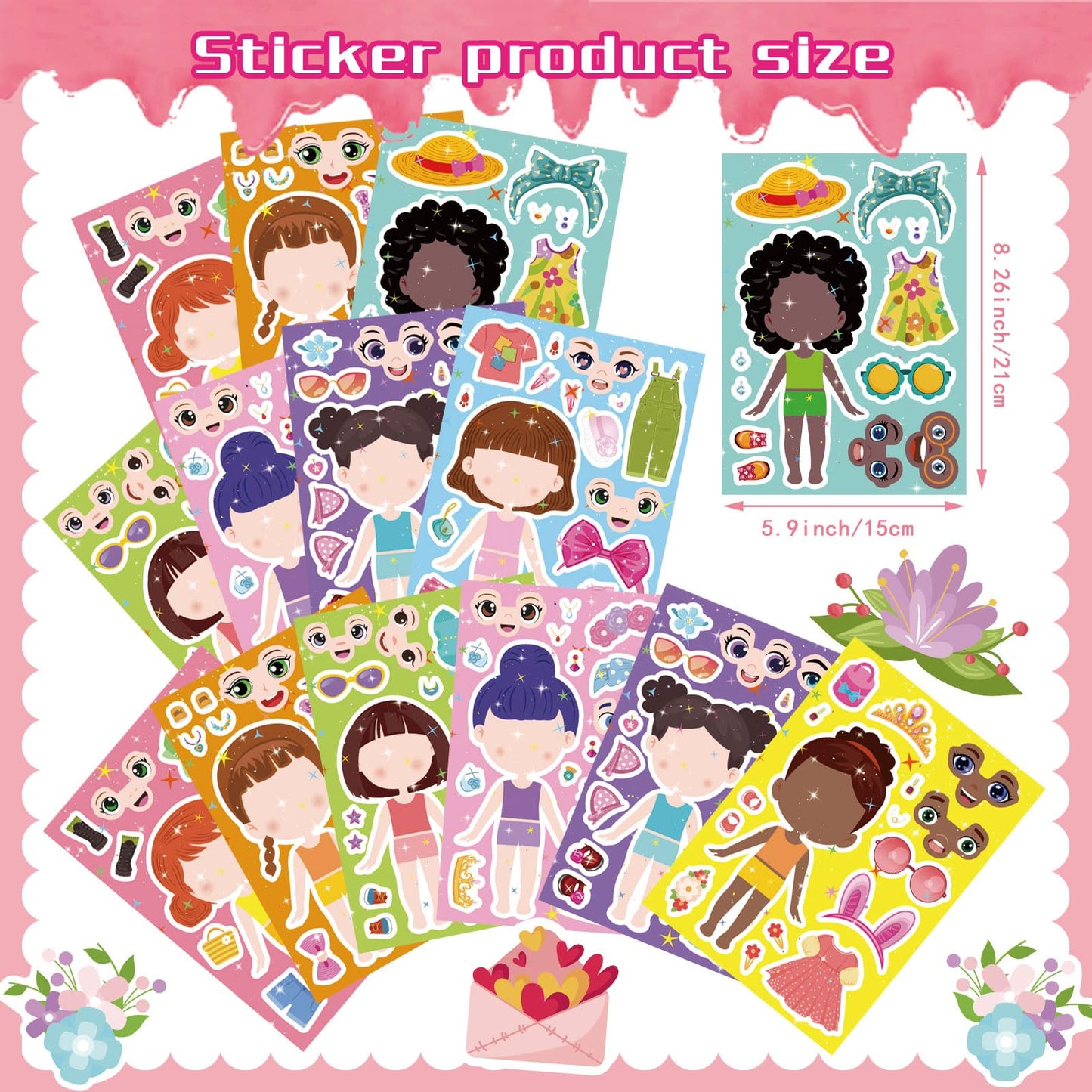 DUJAA 24 Sheets Make a Face and Dress Up Stickers for Kids – Creative Face & Dress-Up Sticker Set