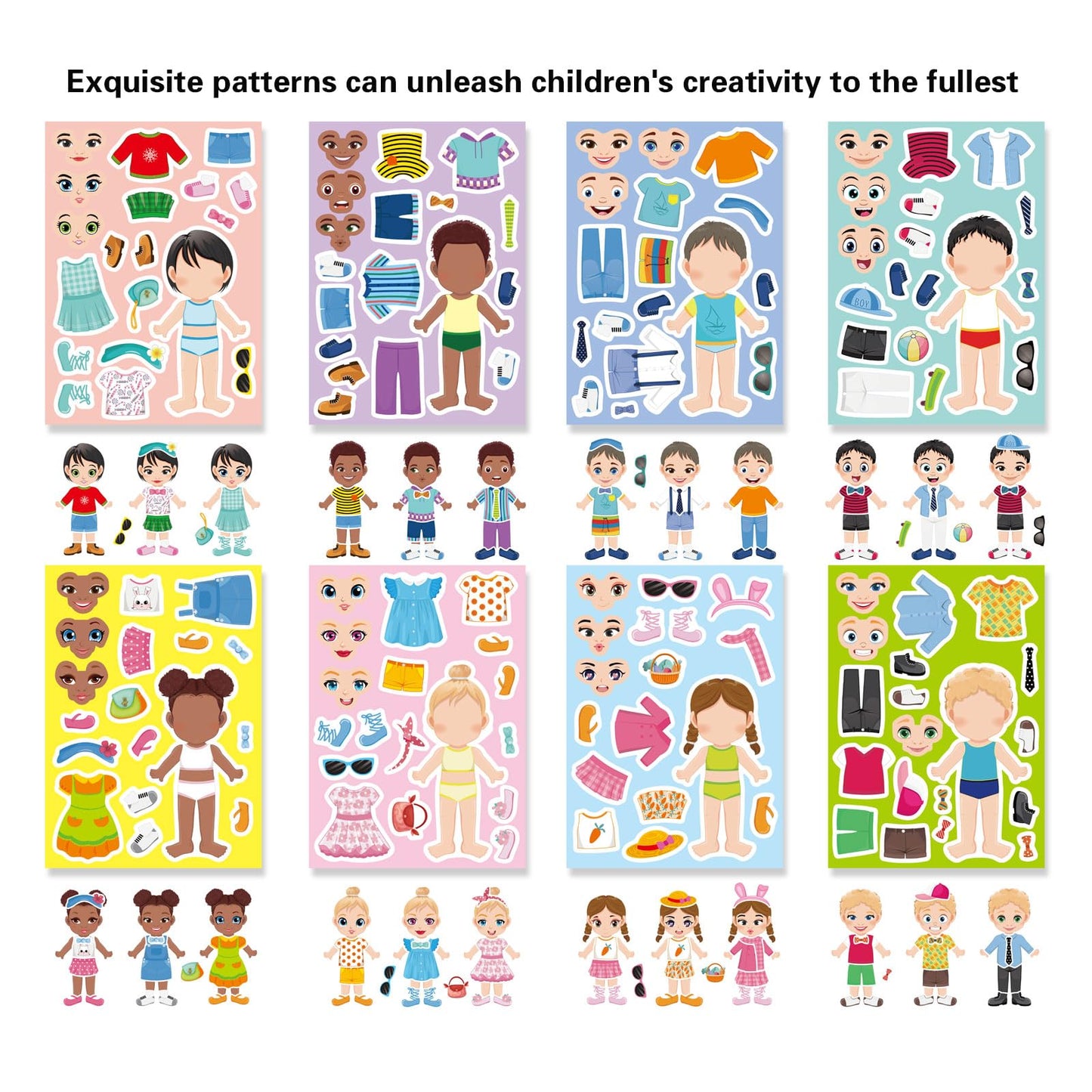 DUJAA 24 Sheets Make a Face and Dress Up Stickers – Creative Kids Craft & Dress-Up Set