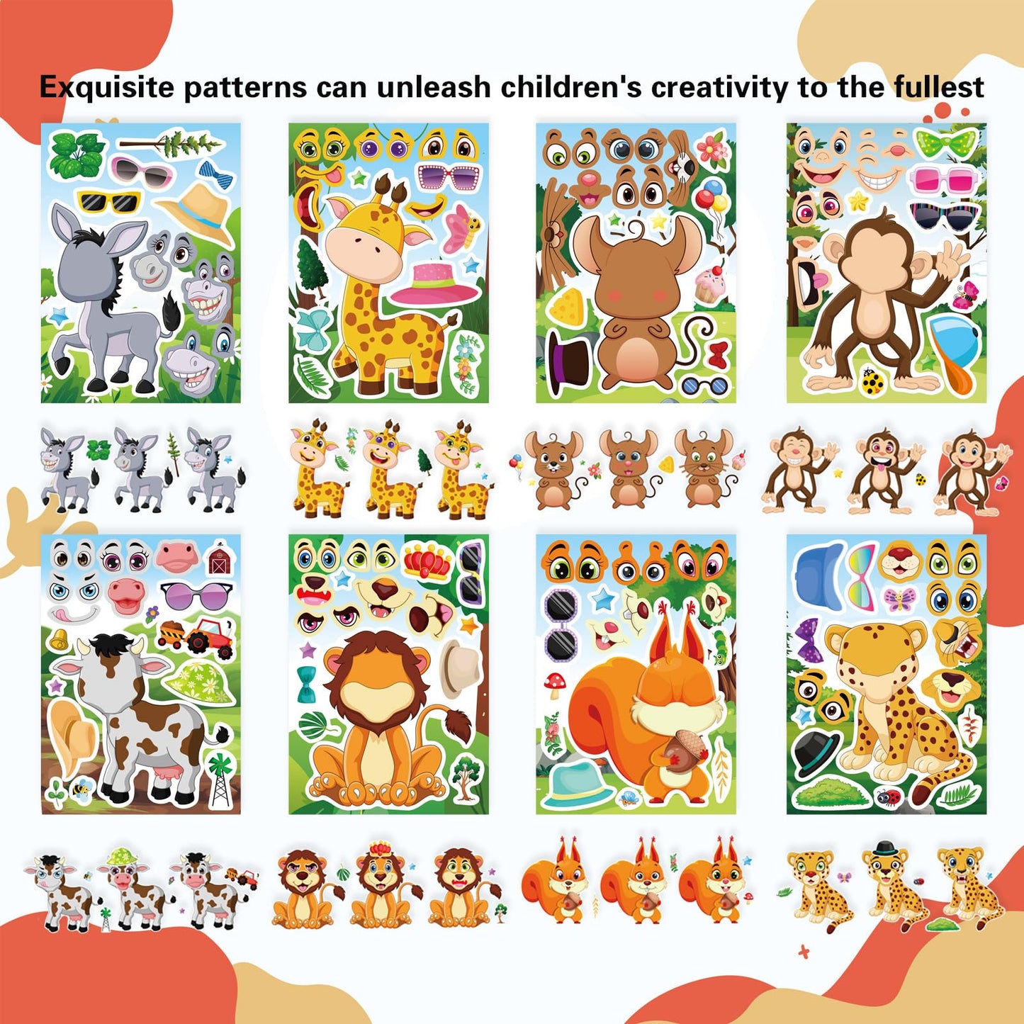 DUJAA 24 Sheets Animal Stickers for Kids – Make-Your-Own Forest Theme Sticker Sheets