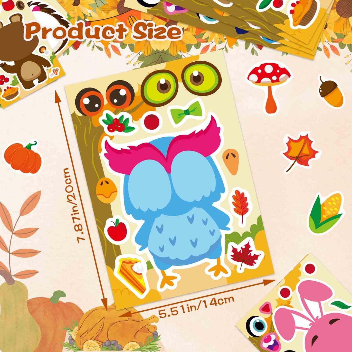 DUJAA 27 Sheets Fall Stickers for Kids – Autumn Animal & Craft Set