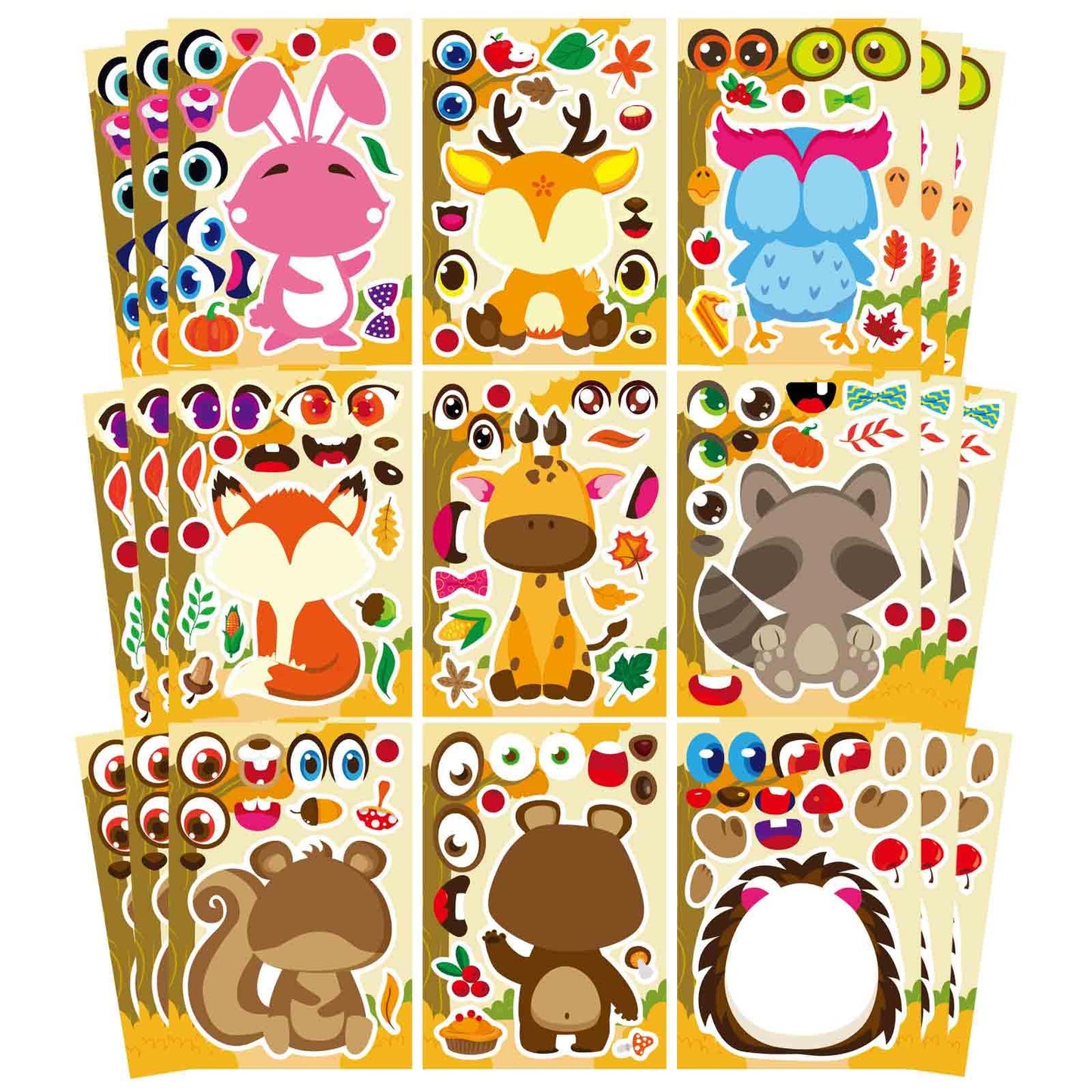DUJAA 27 Sheets Fall Stickers for Kids – Autumn Animal & Craft Set